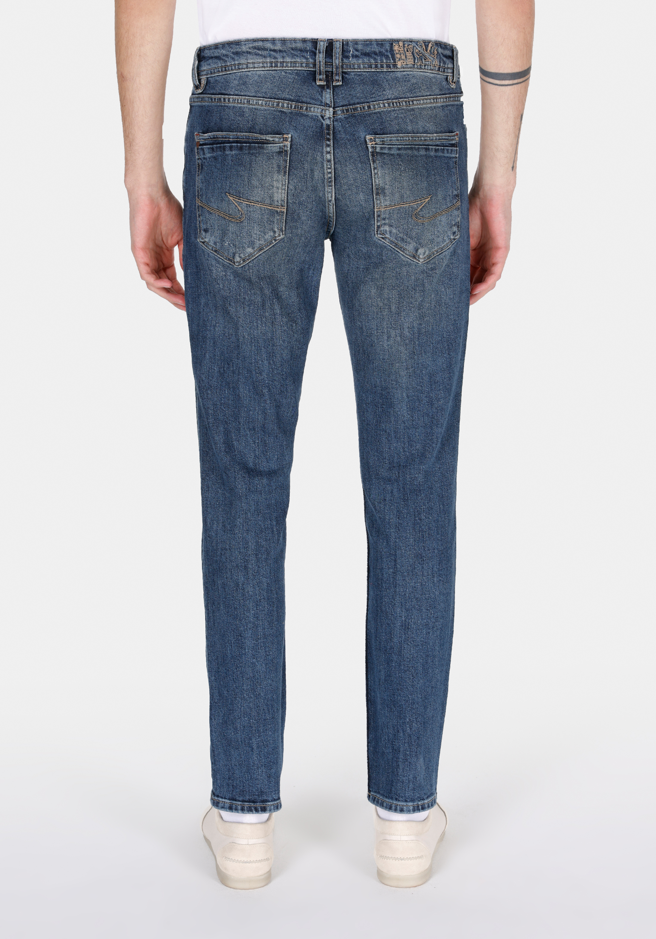 044 Karl Straight Fit Düşük Bel Düz Paça Erkek Mavi Jean Pantolon Cl1072206