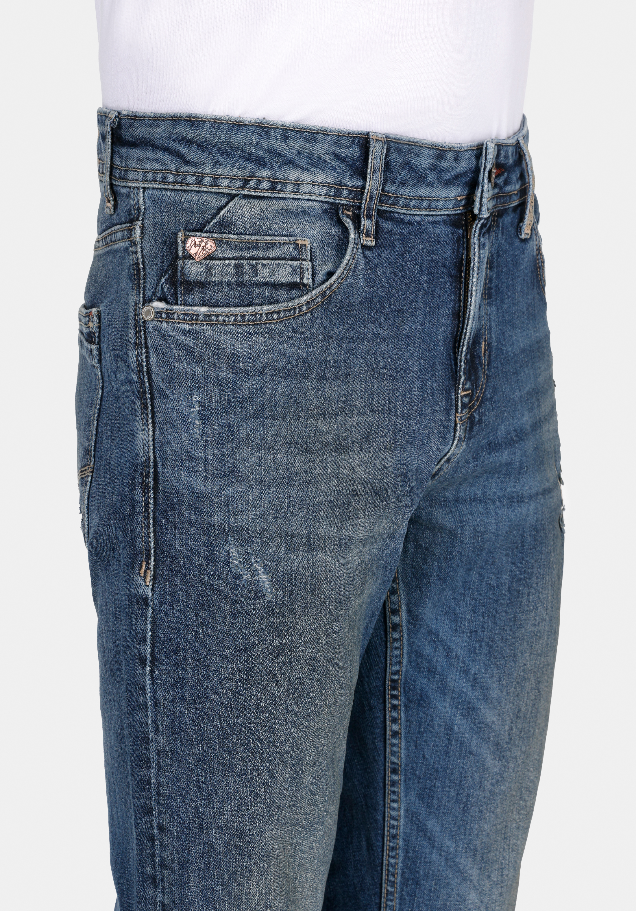 044 Karl Straight Fit Düşük Bel Düz Paça Erkek Mavi Jean Pantolon Cl1072206