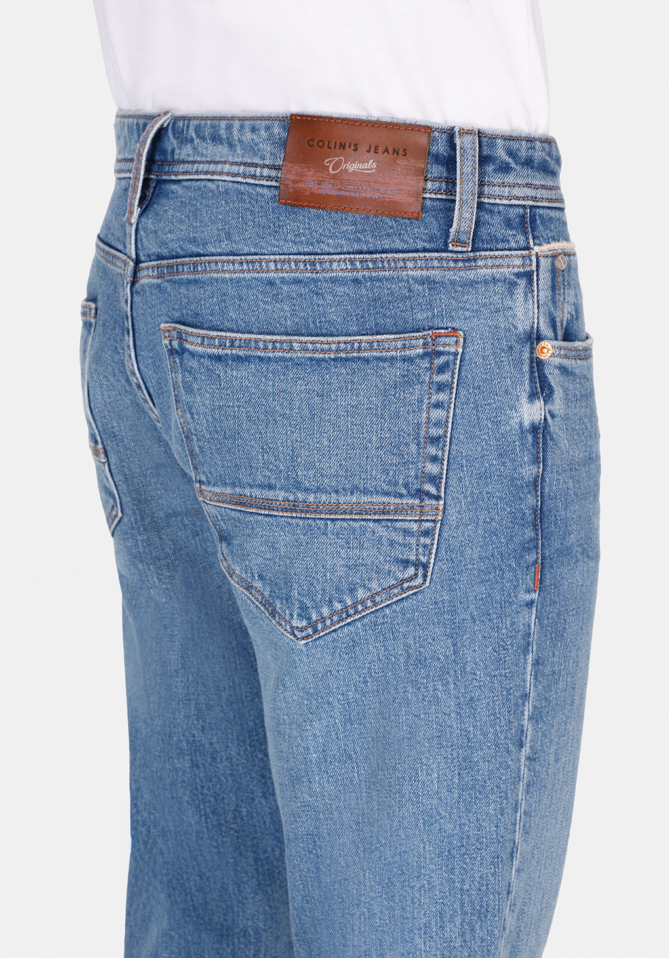 044 Karl Straight Fit   Erkek Mavi Jean Pantolon Cl1072223