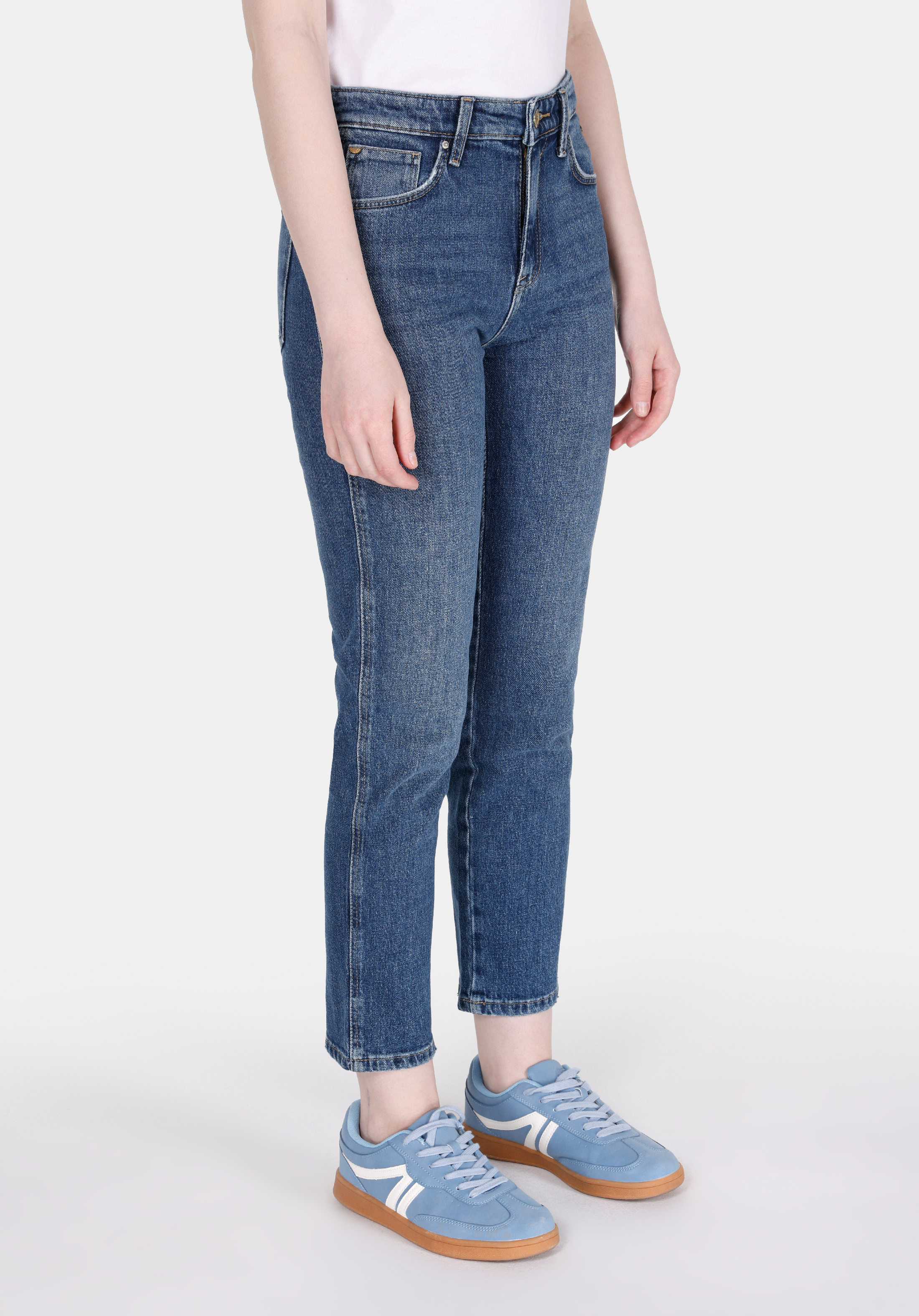 891 Maya Slim Fit Orta Bel Daralan Paça Kadın Mavi Jean Pantolon Cl1072263