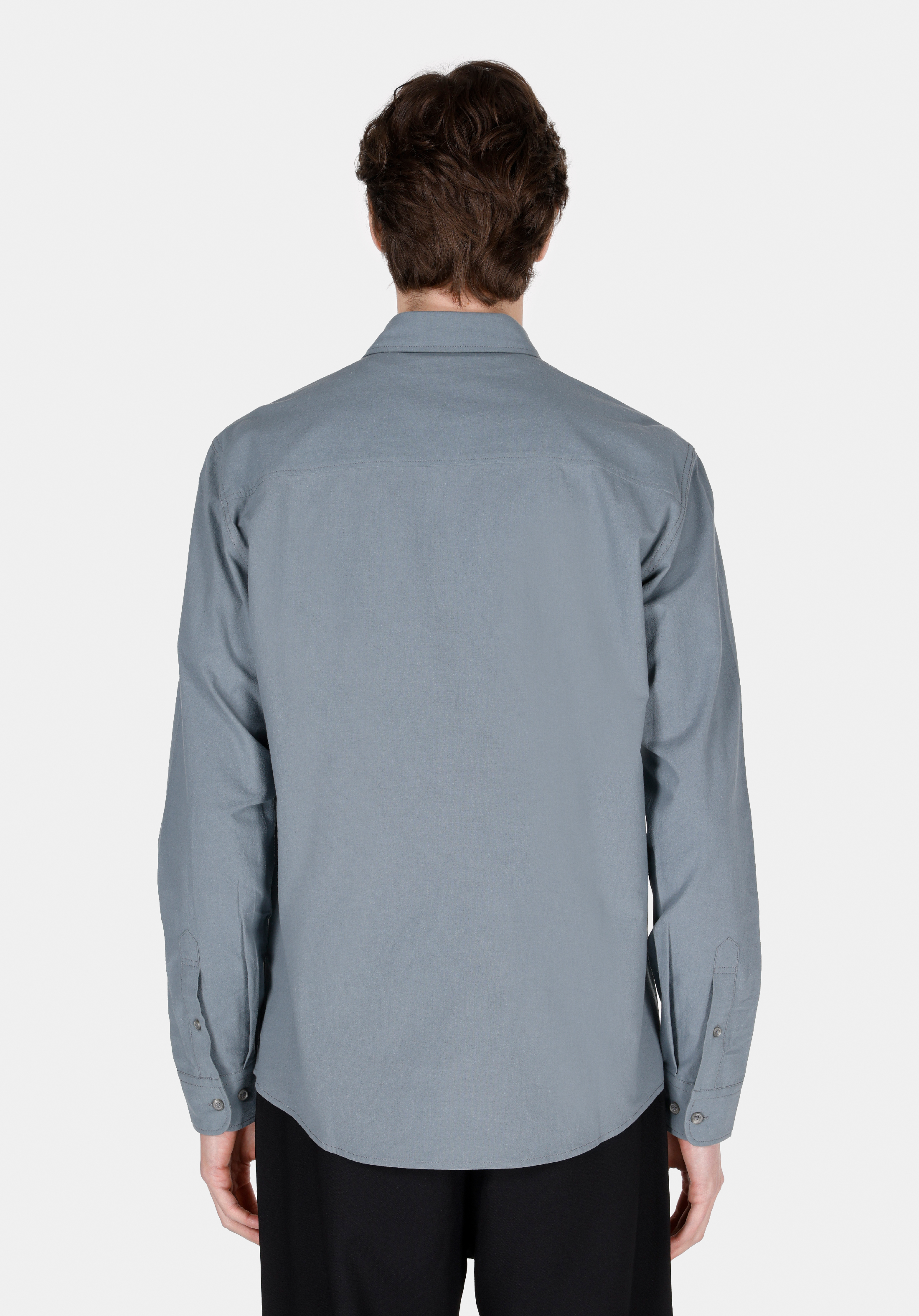 Regular Fit Shirt Neck Düz Erkek Yeşil Uzun Kol Gömlek