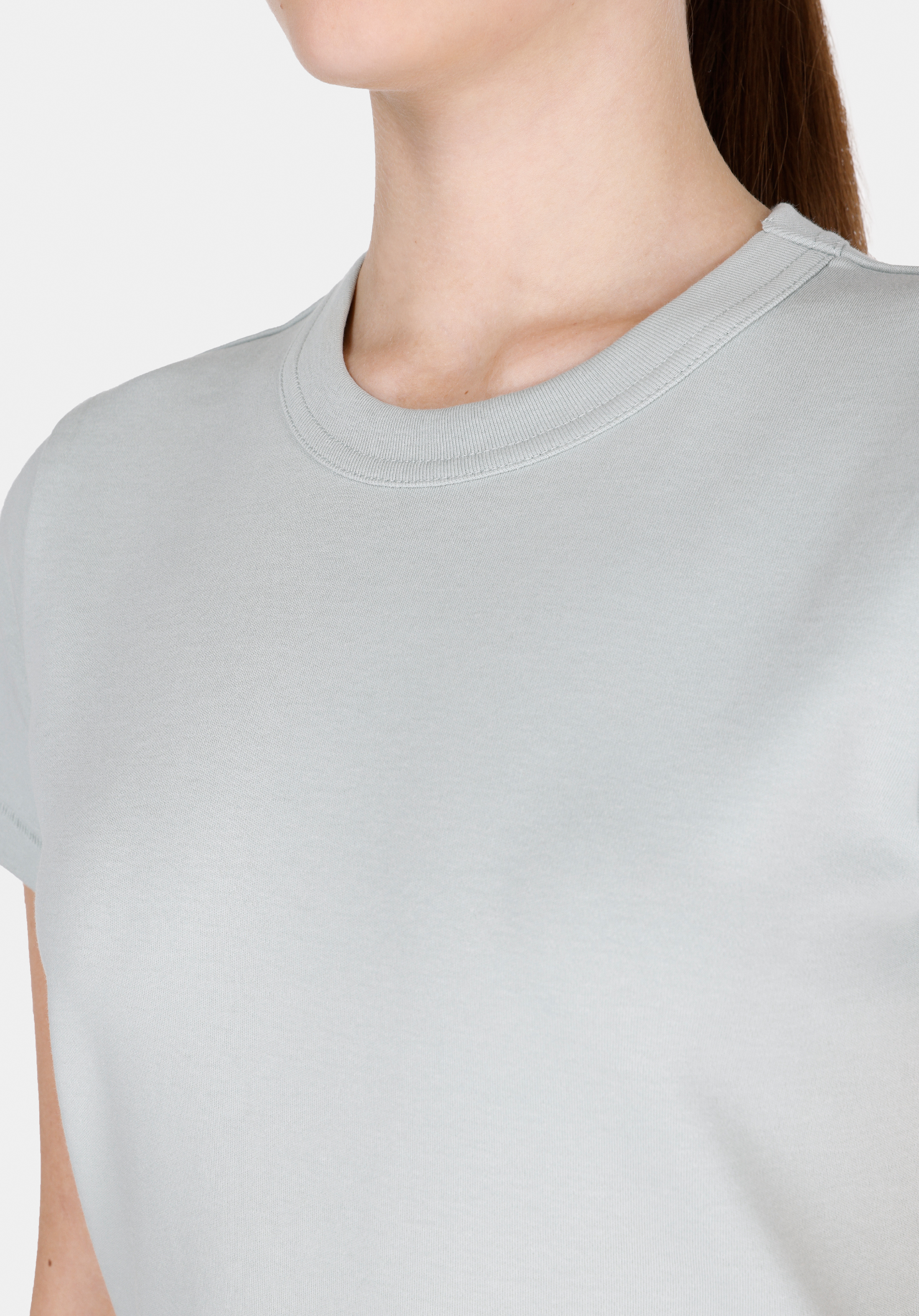 Slim Fit Yuvarlak Yaka Düz Kadın Yeşil Kısa Kol Tişört