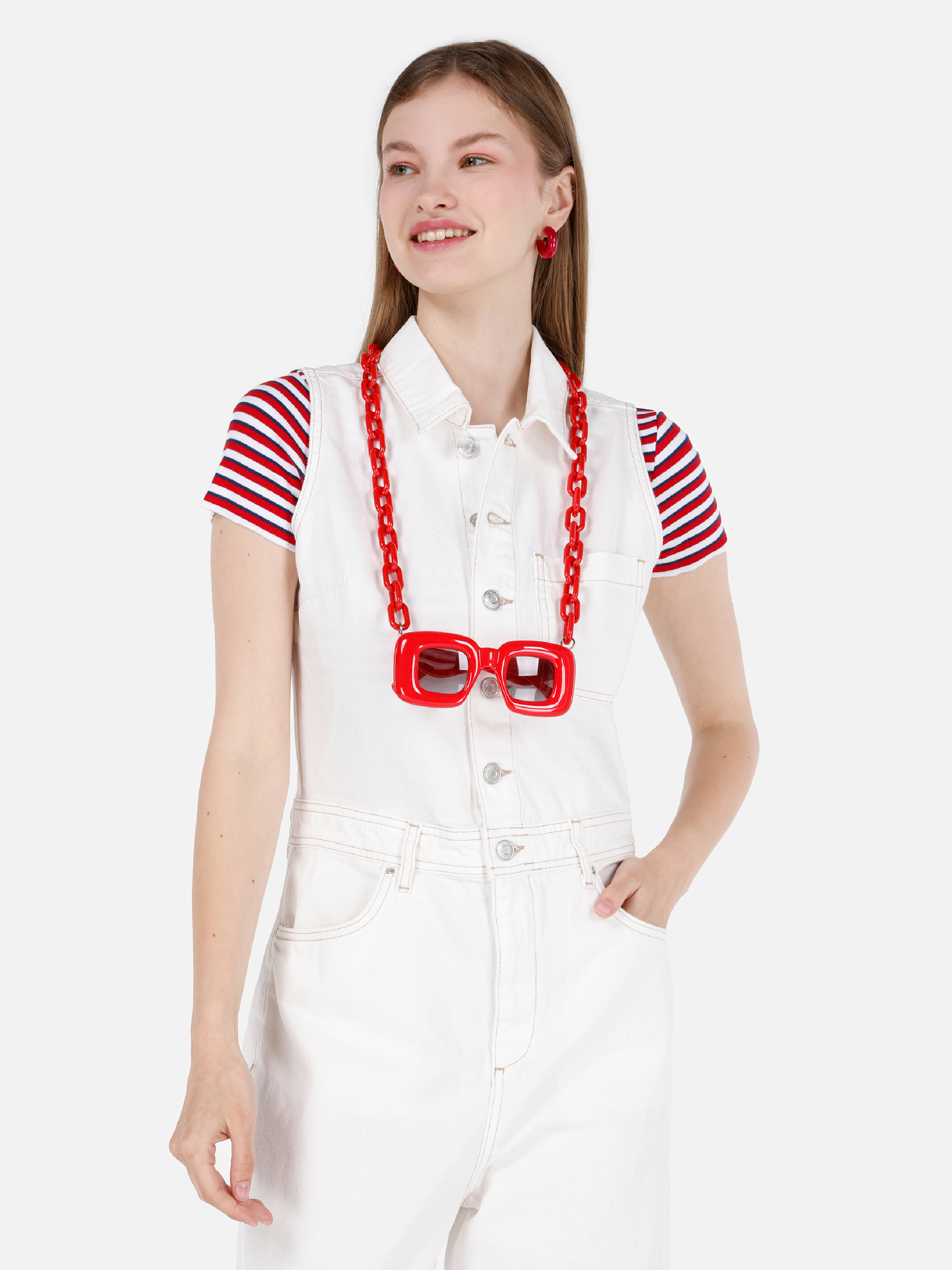 Regular Fit   Kadın Beyaz Jean Pantolon