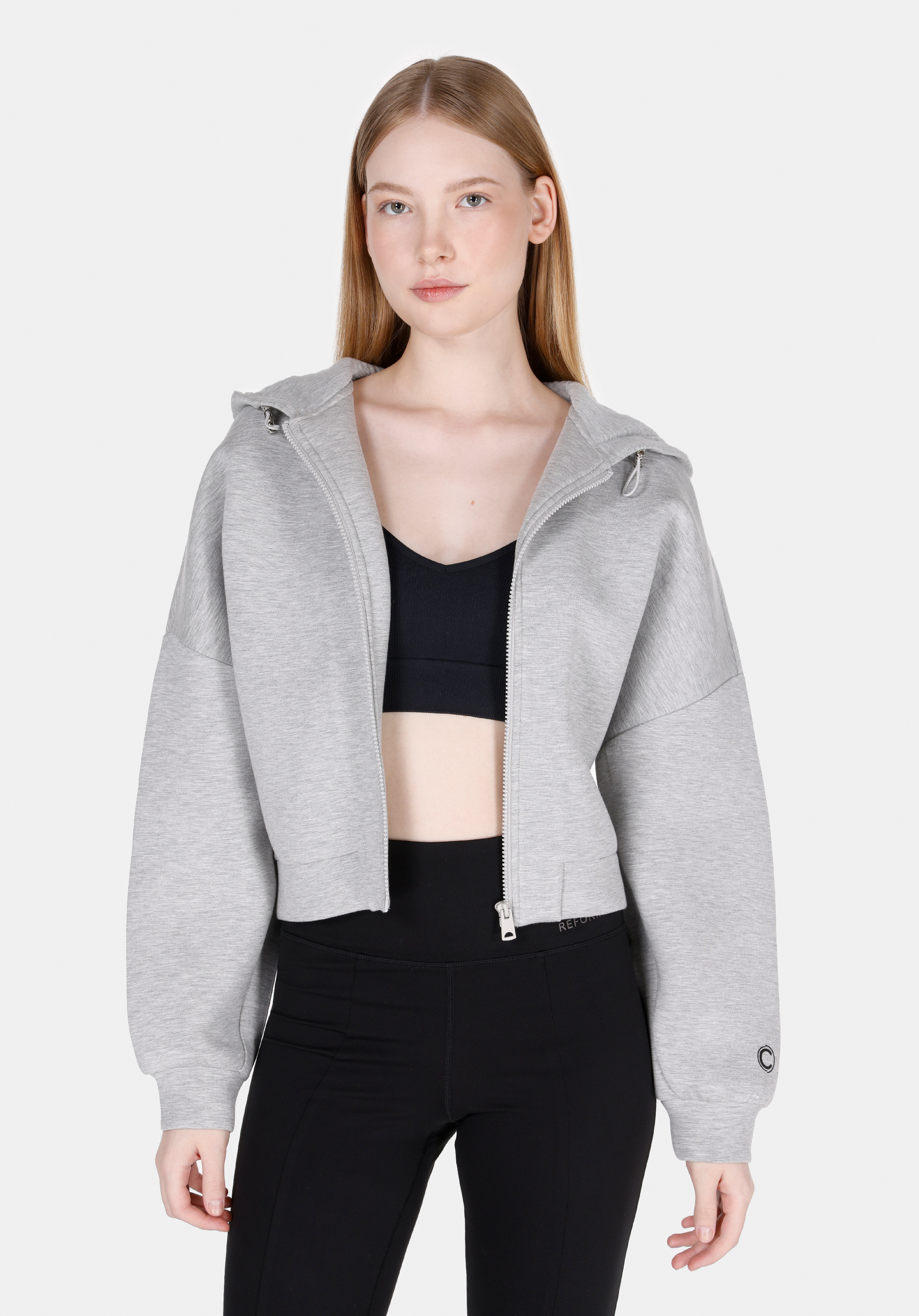 Regular Fit Kapüşonlu Düz Kadın Gri Sweatshirt