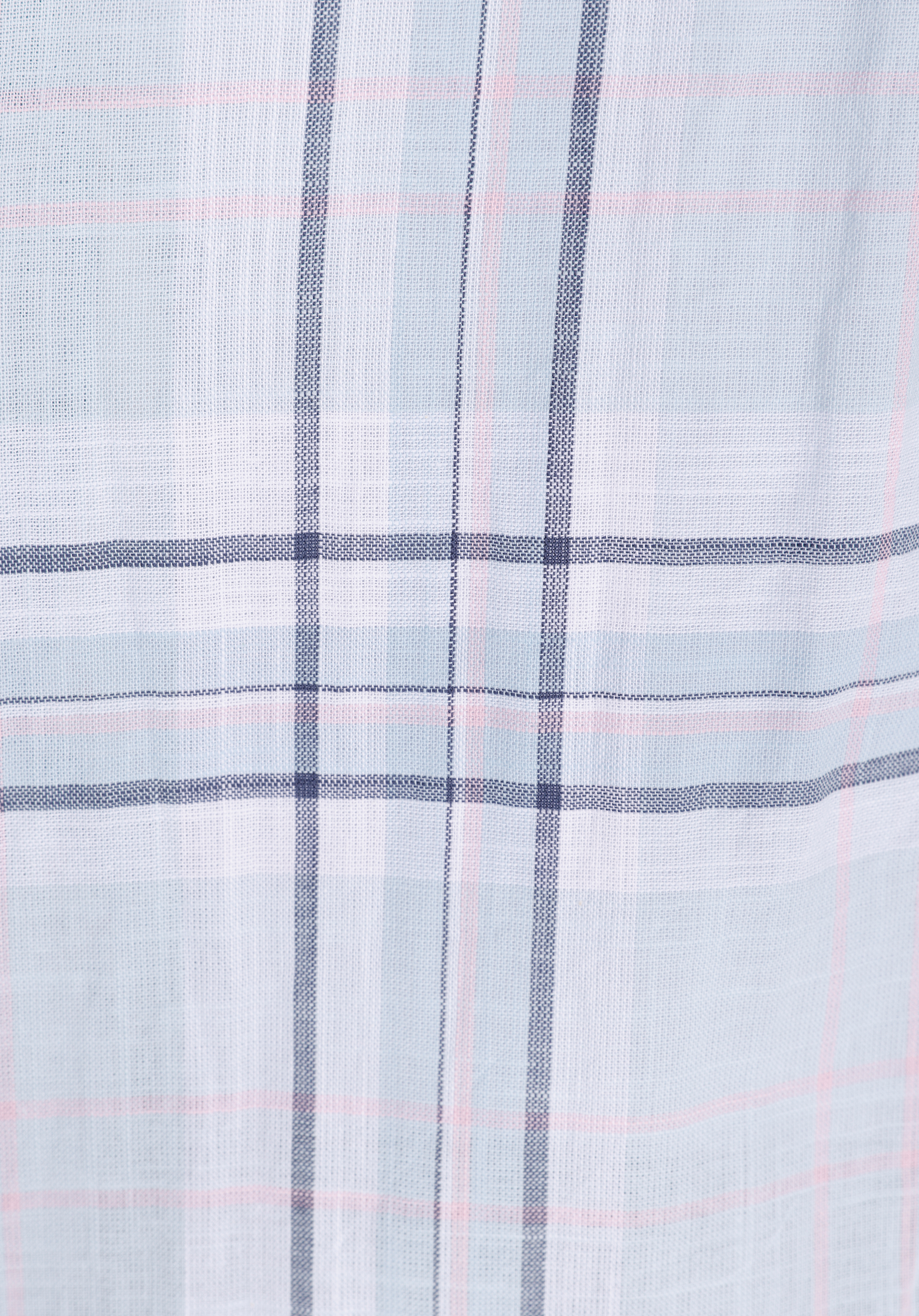 Regular Fit Shirt Neck Ekoseli Kadın Mavi Uzun Kol Gömlek