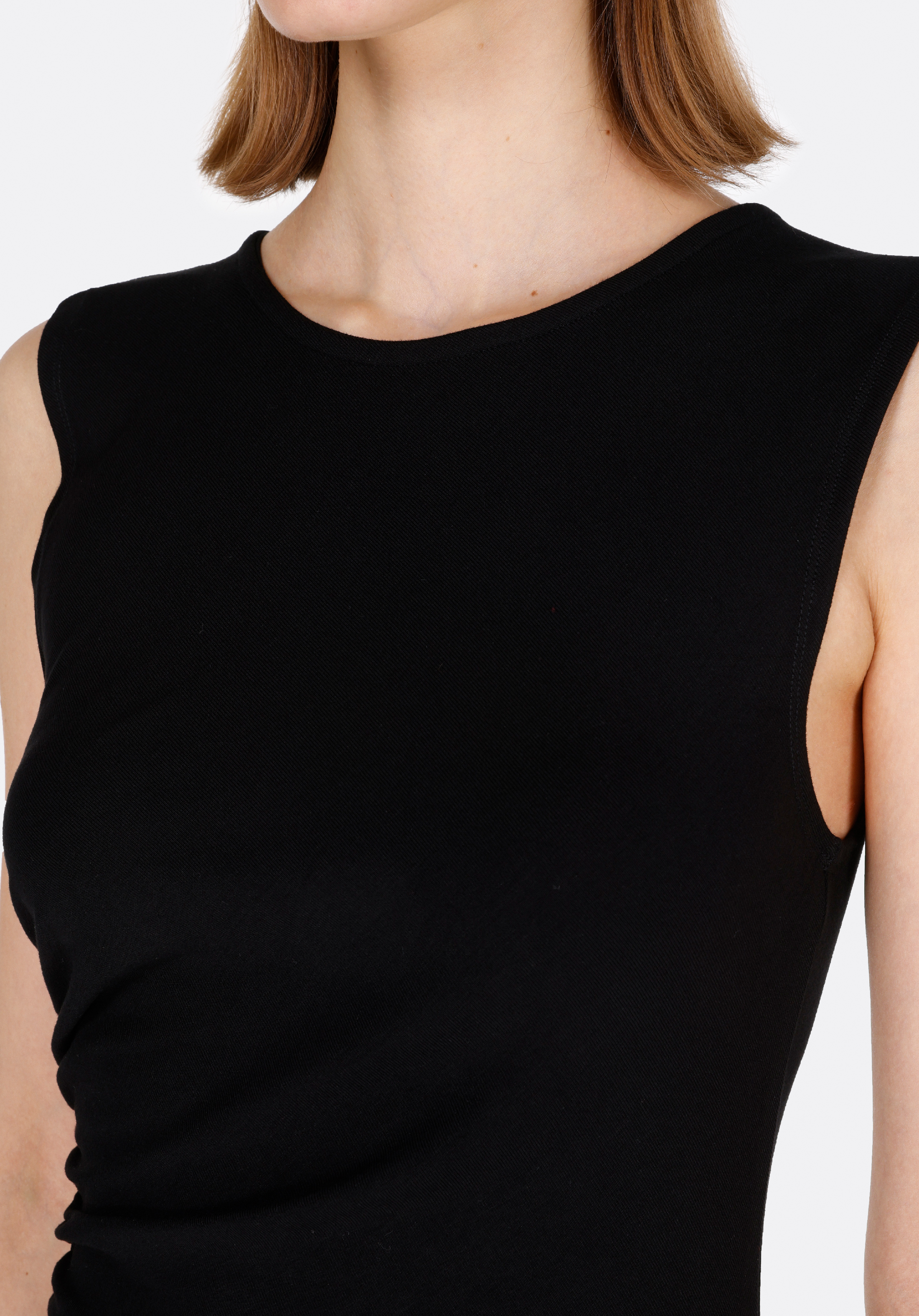 Slim Fit Düz Kadın Siyah Kolsuz Elbise