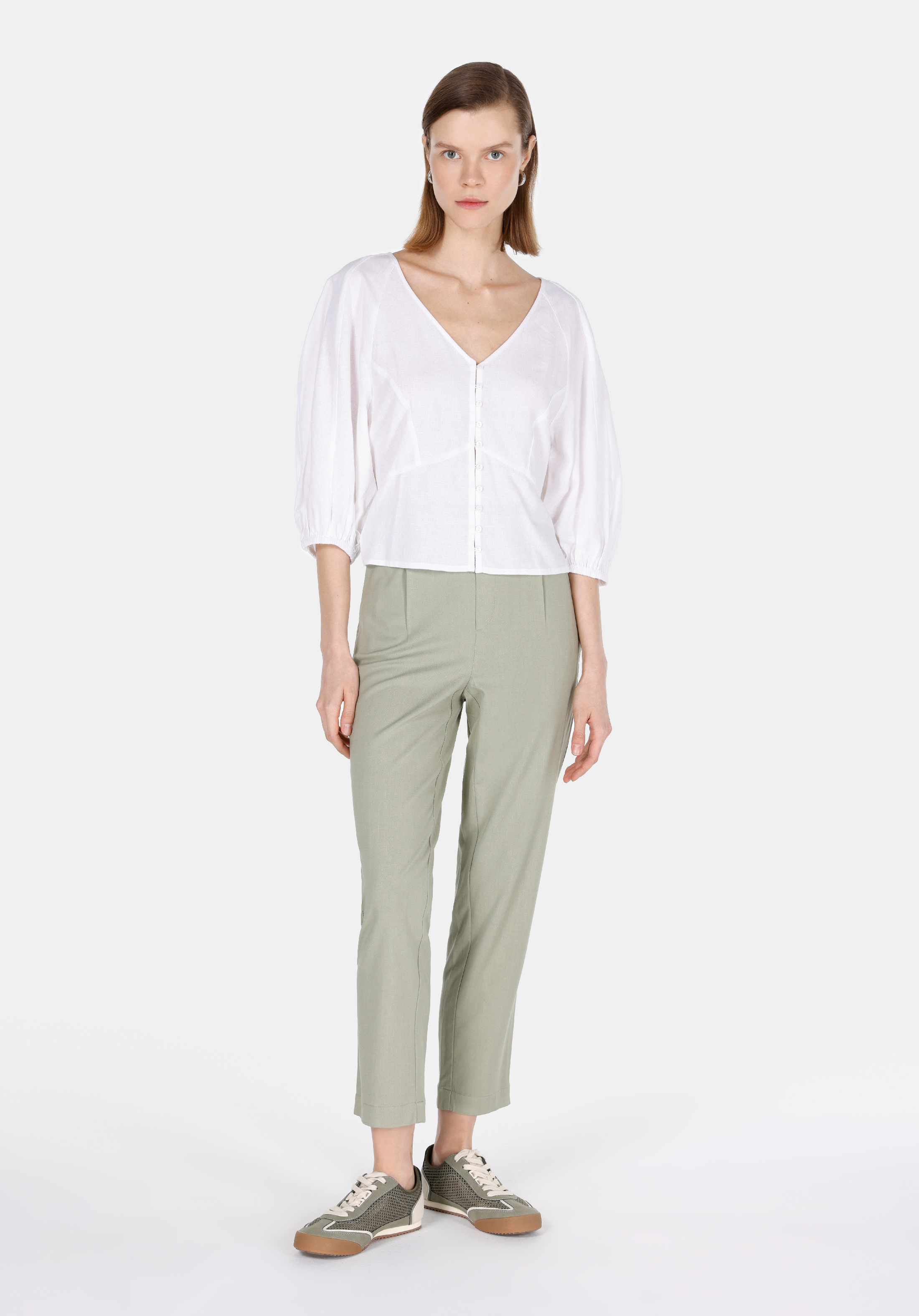 Slim Fit   Kadın Beyaz  Gömlek