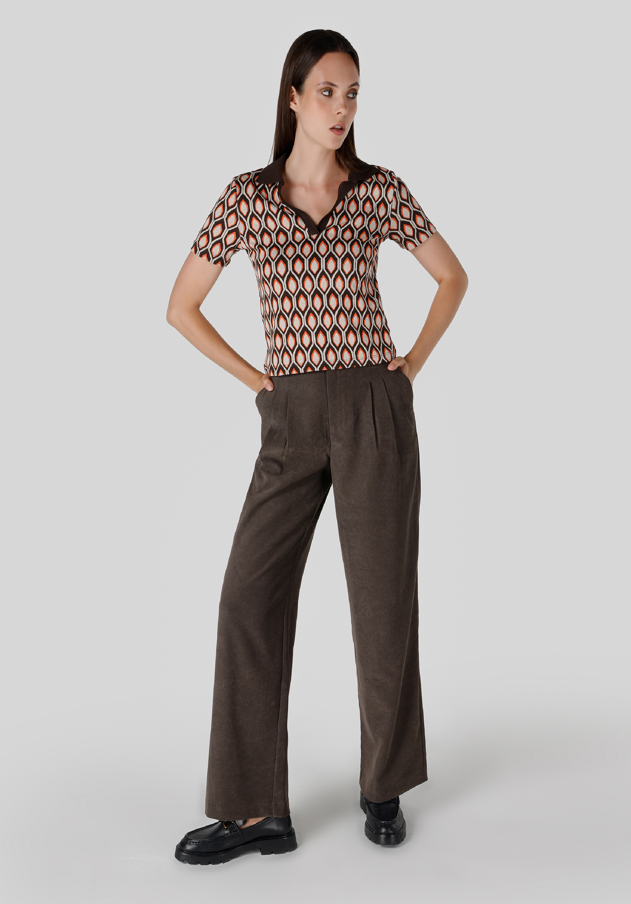 Slim Fit Polo Yaka  Kadın Çok Renkli Kısa Kol Tişört