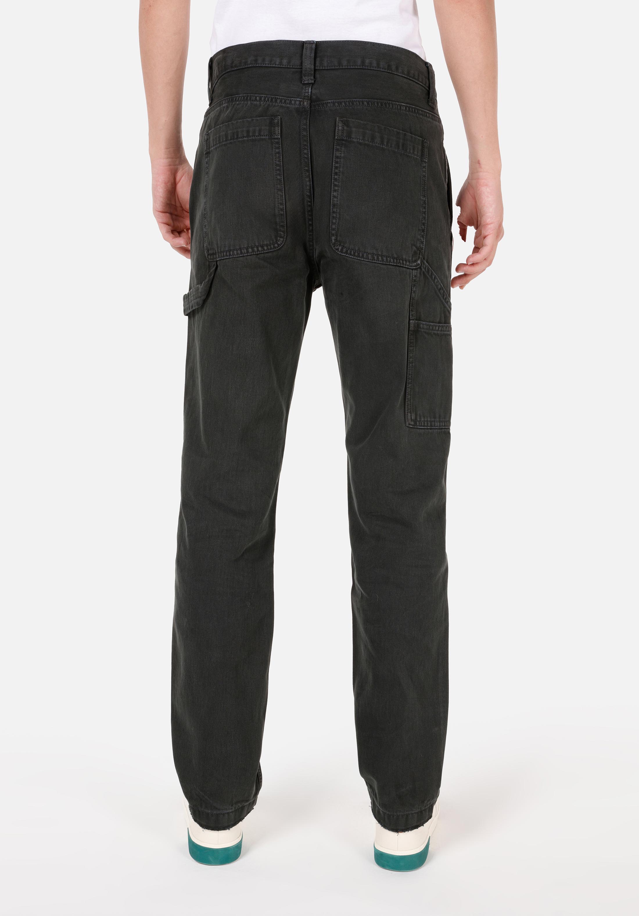 Loose Fit Orta Bel Bol Paça Erkek Yeşil  Pantolon