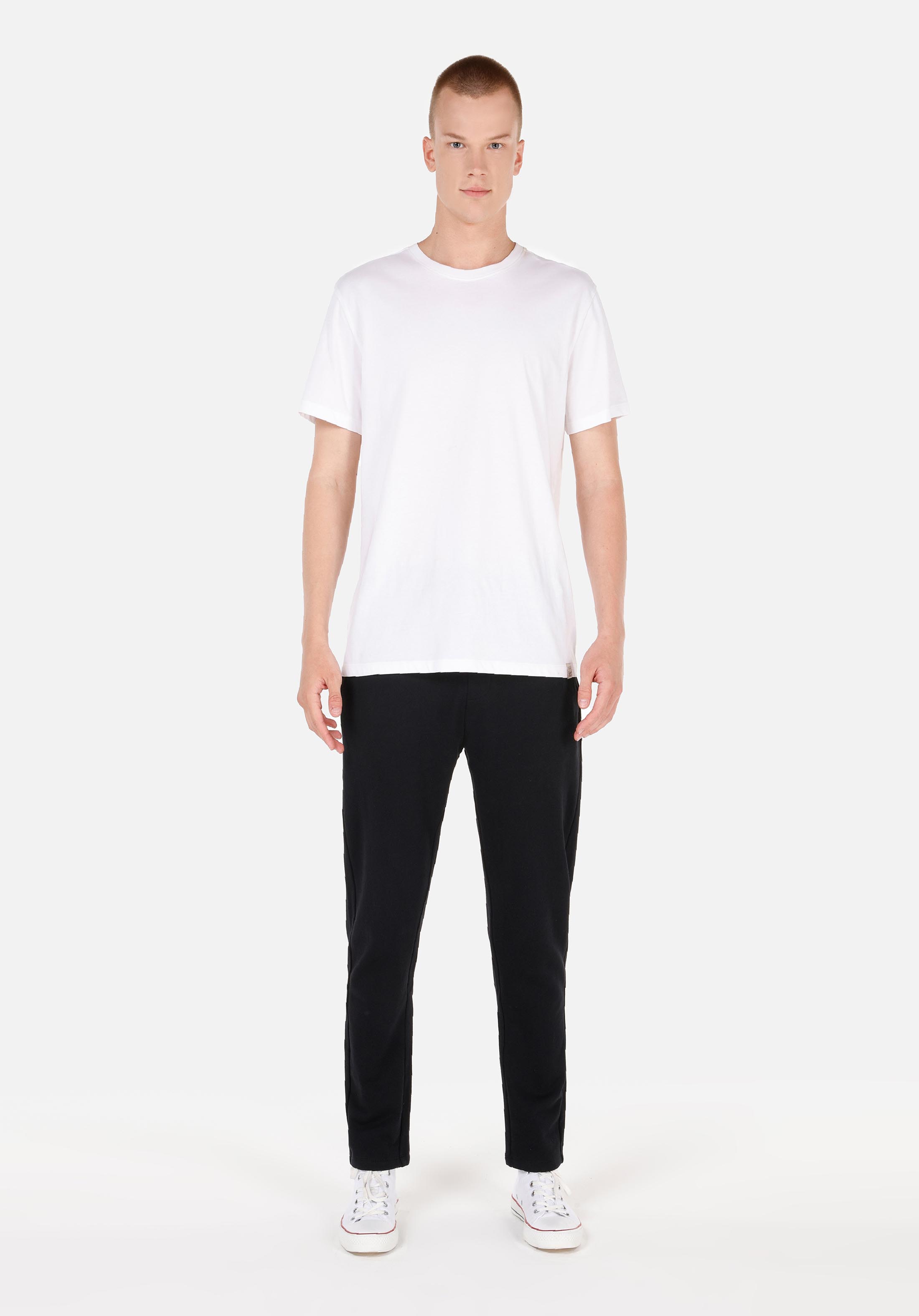 Slim Fit Orta Bel Düz Erkek Siyah Eşofman Altı