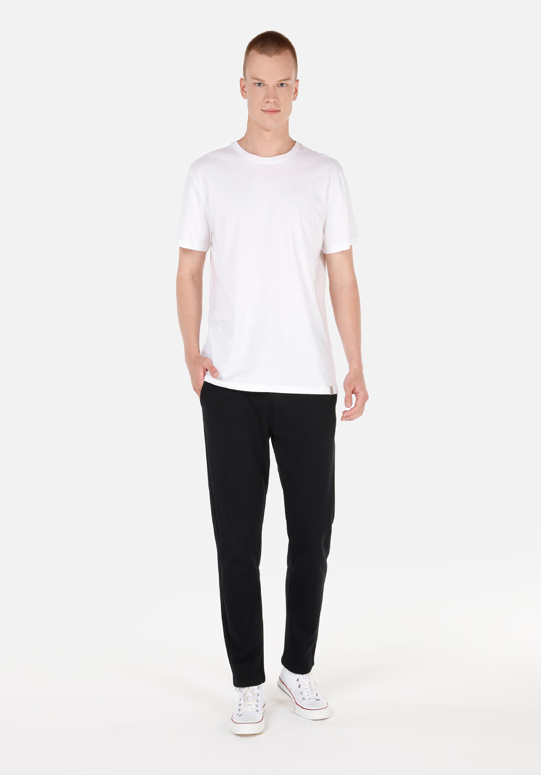 Slim Fit Orta Bel Düz Erkek Siyah Eşofman Altı
