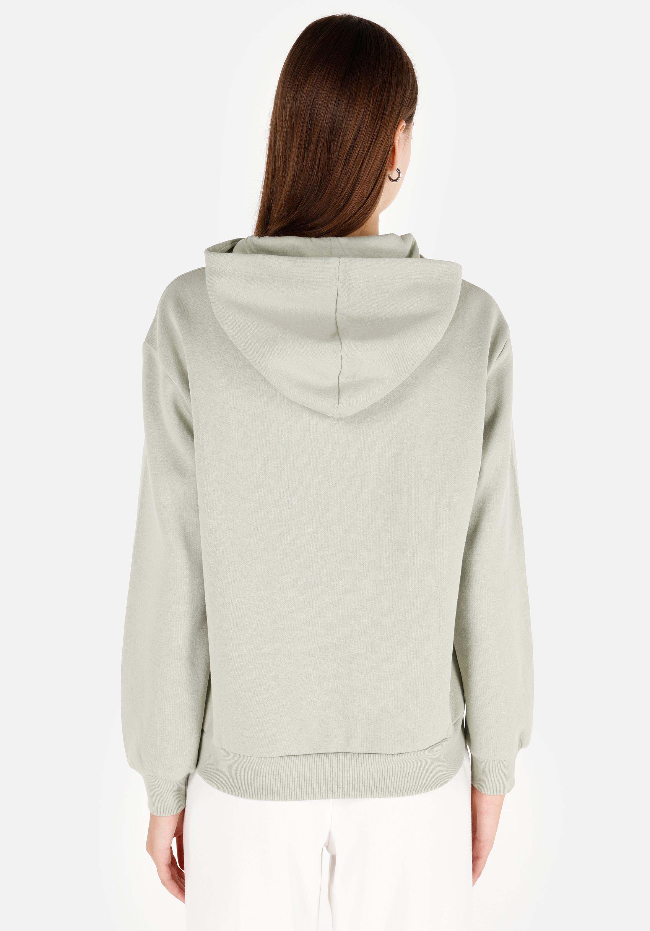 Regular Fit Kapüşonlu Düz Kadın Yeşil Sweatshirt