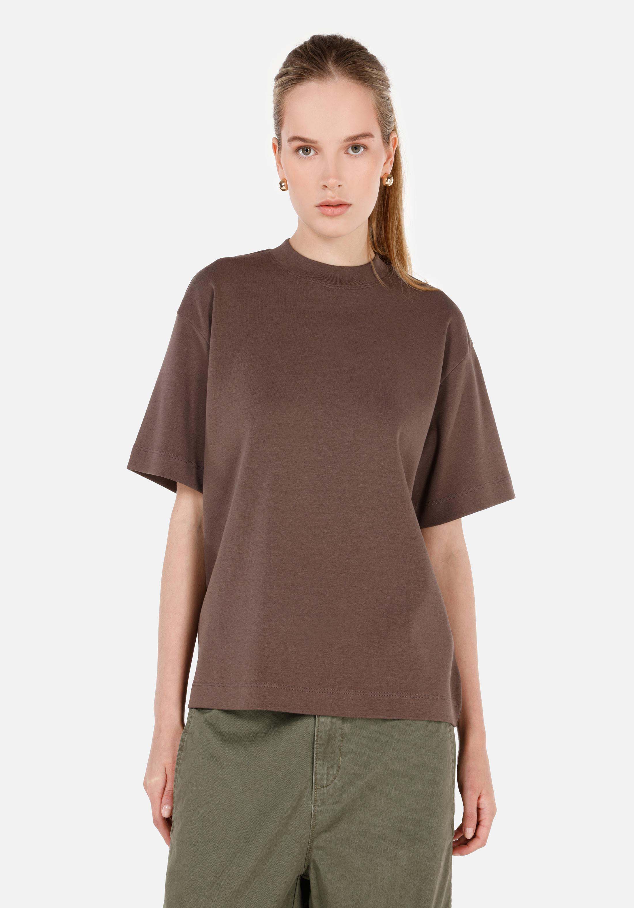 Regular Fit Yuvarlak Yaka  Kadın Kahverengi Kısa Kol Tişört