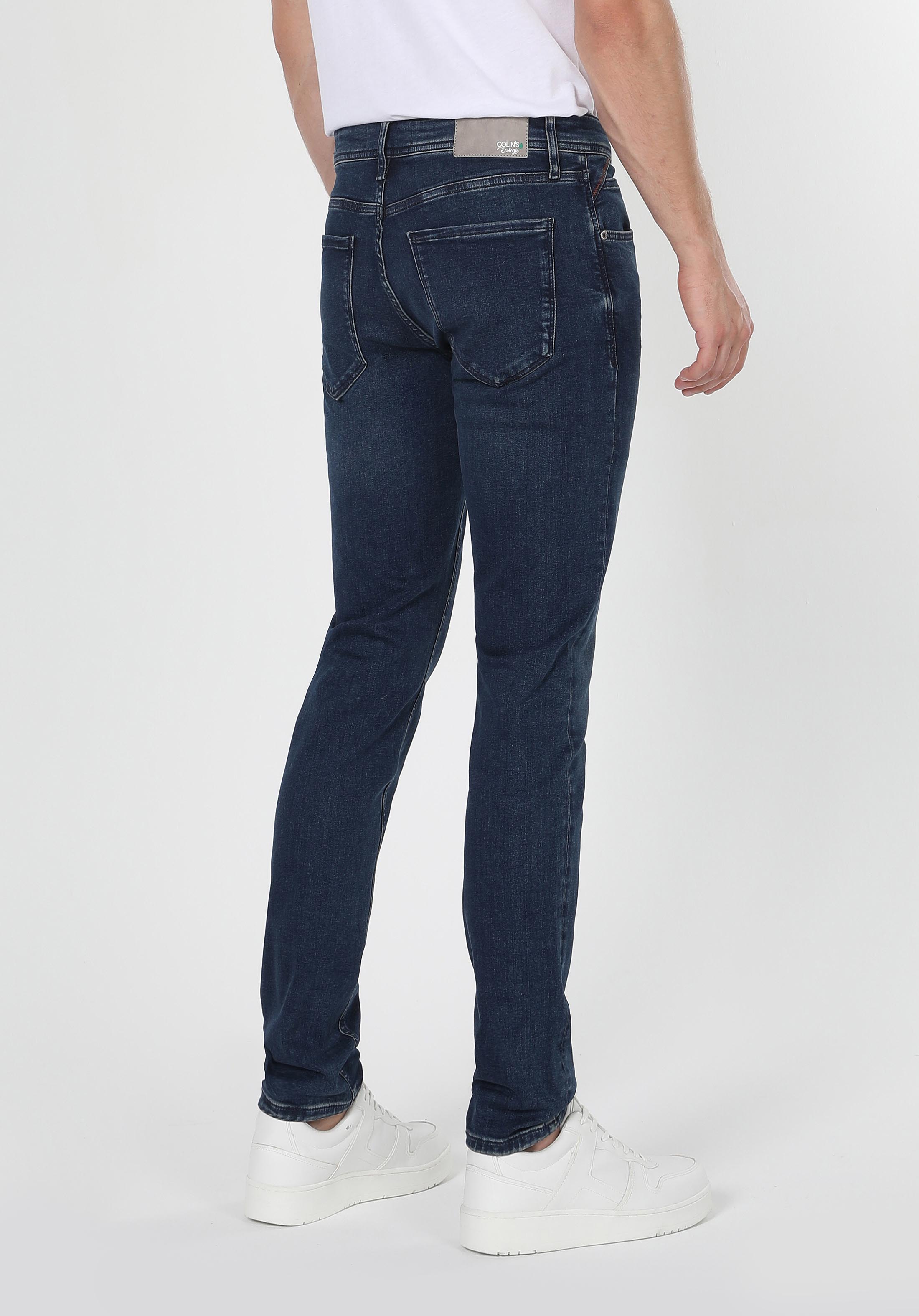 Slim Fit Düşük Bel Dar Paça Erkek Koyu İndigo Jean Pantolon