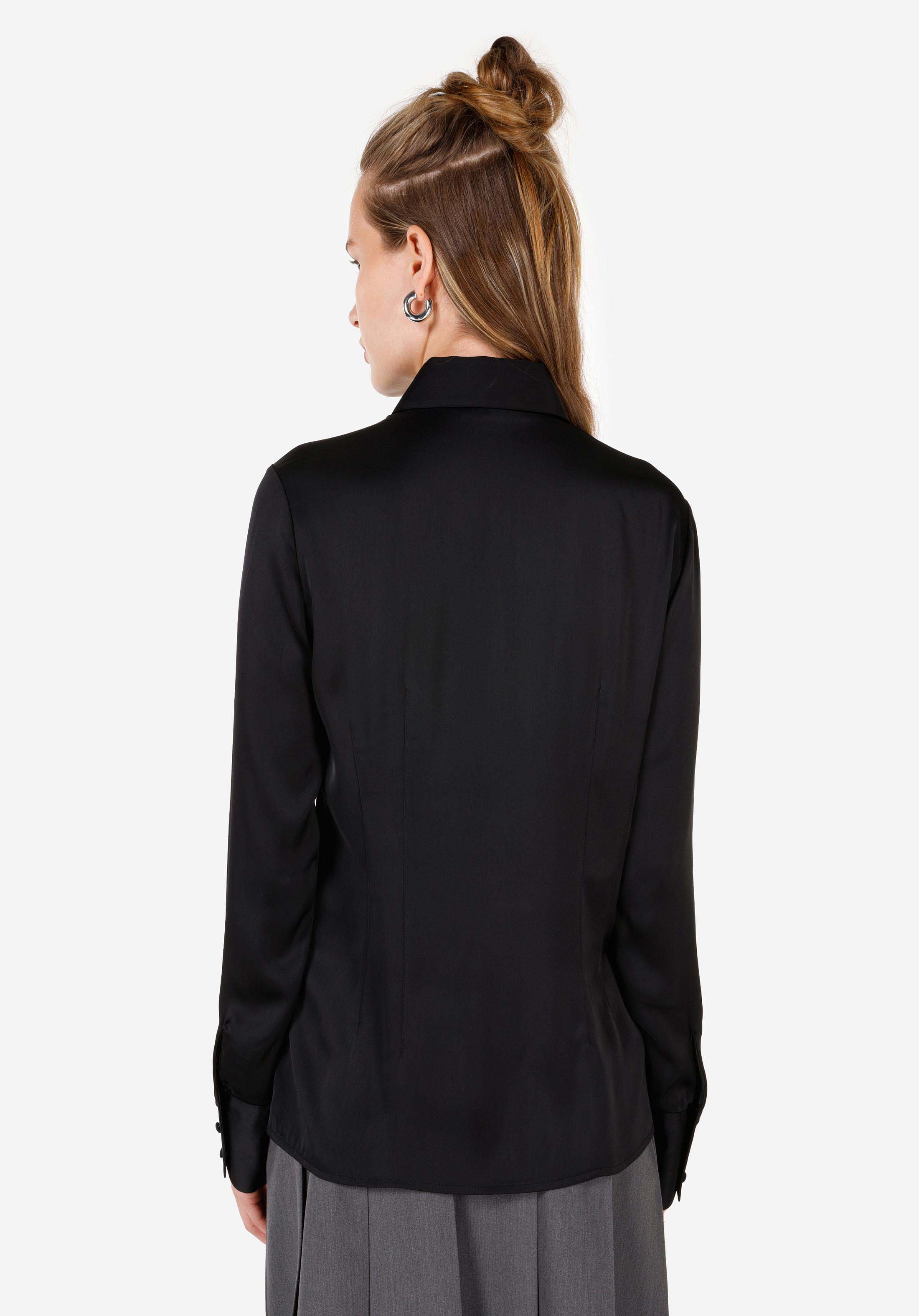 Slim Fit Shirt Neck  Kadın Siyah Uzun Kol Gömlek