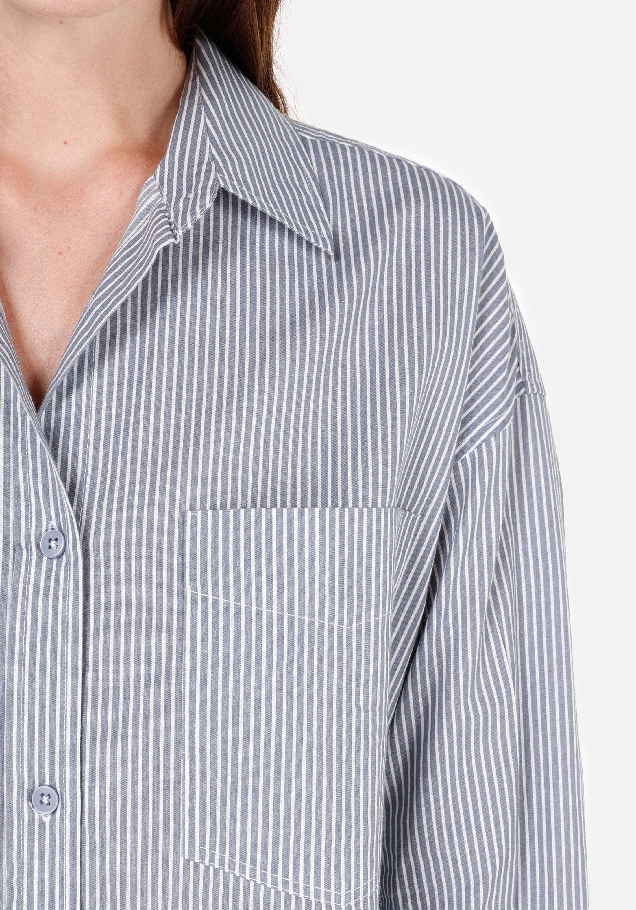 Relax Fit Shirt Neck  Kadın Mavi Uzun Kol Gömlek