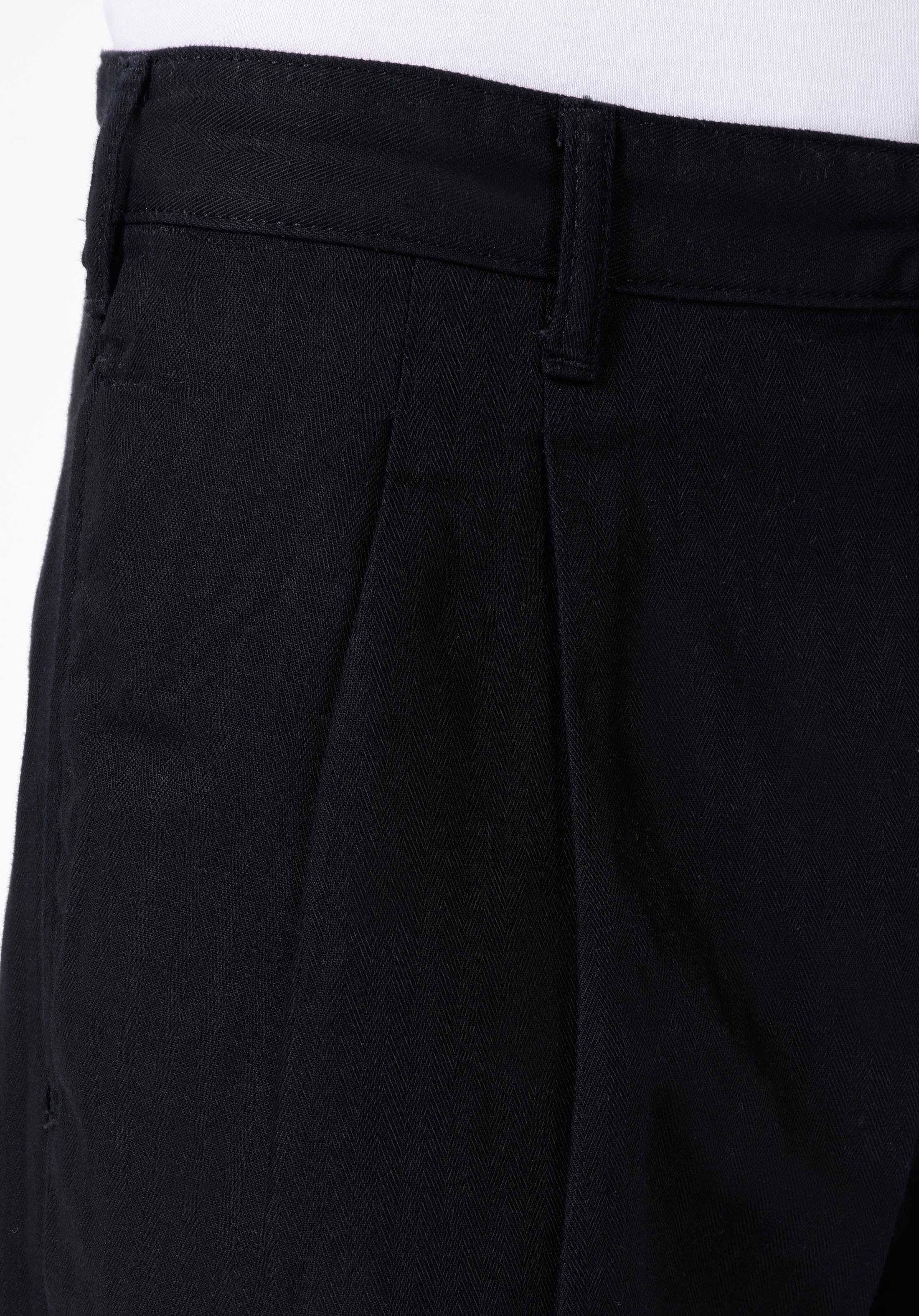 Wıde Fit Orta Bel Düz Paça Erkek Siyah  Pantolon