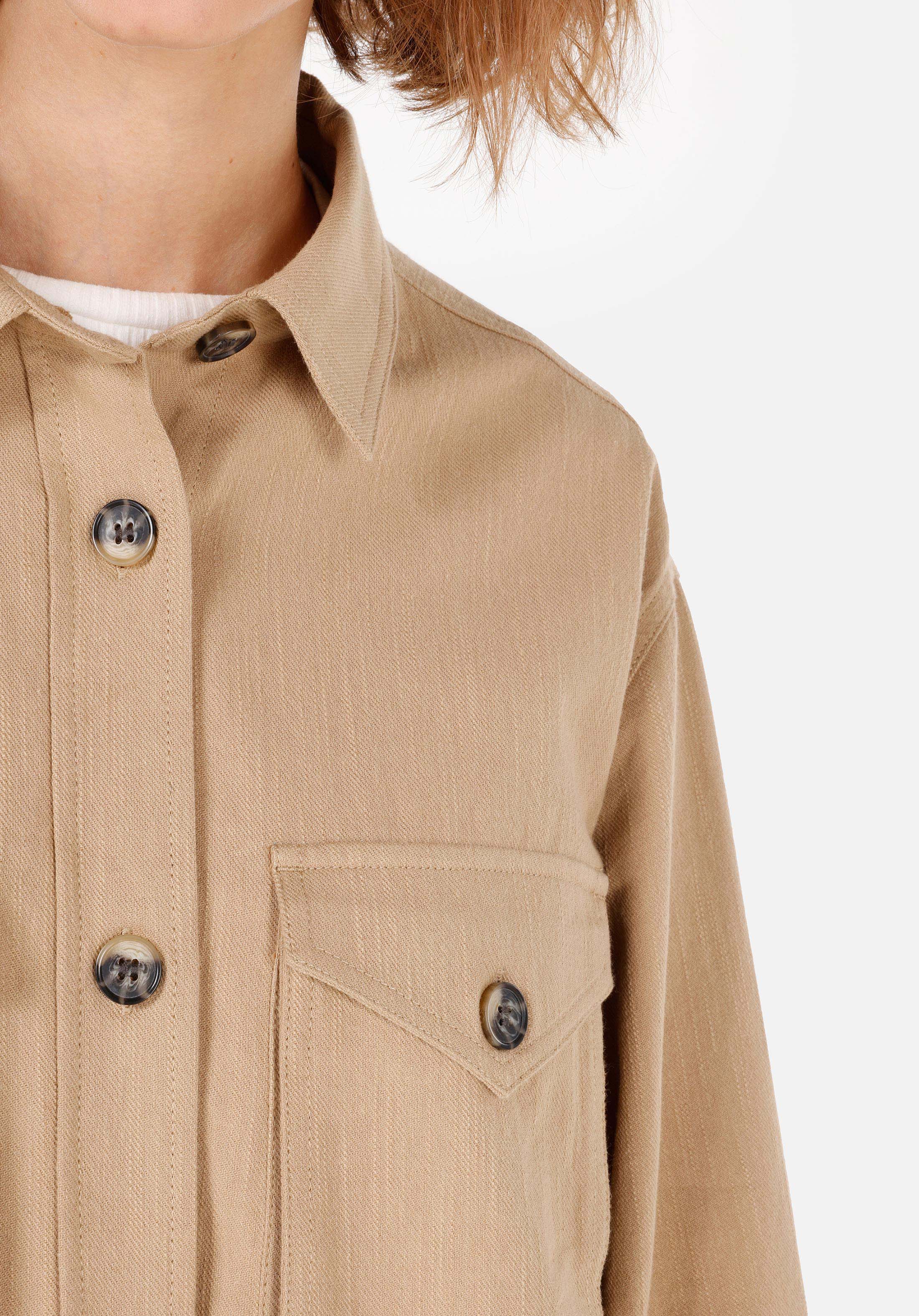 Regular Fit Shirt Neck  Kadın Bej Uzun Kol Gömlek