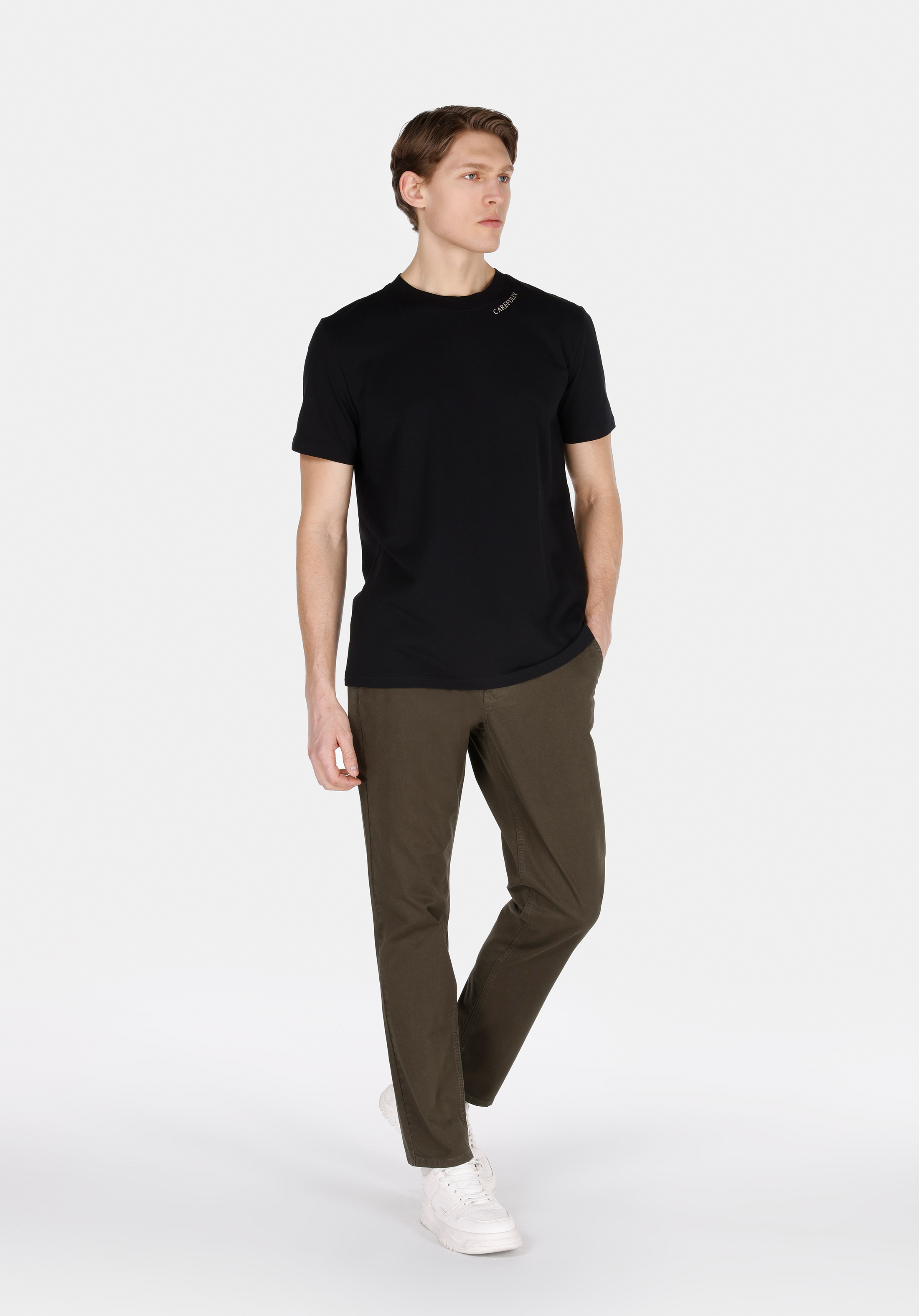 Regular Fit Orta Bel Düz Paça Erkek Yeşil  Pantolon