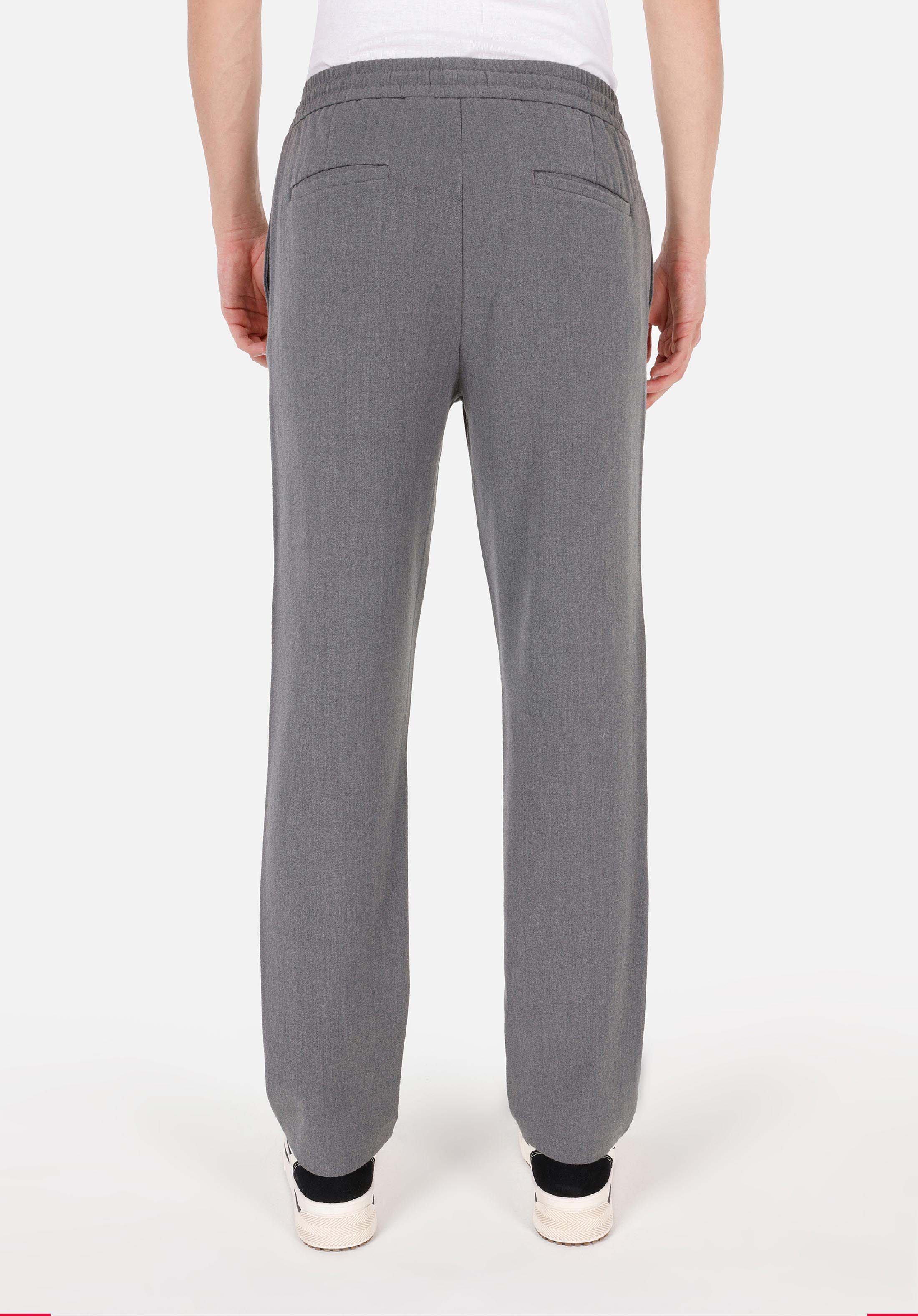 Regular Fit Orta Bel Düz Paça Erkek Gri  Pantolon