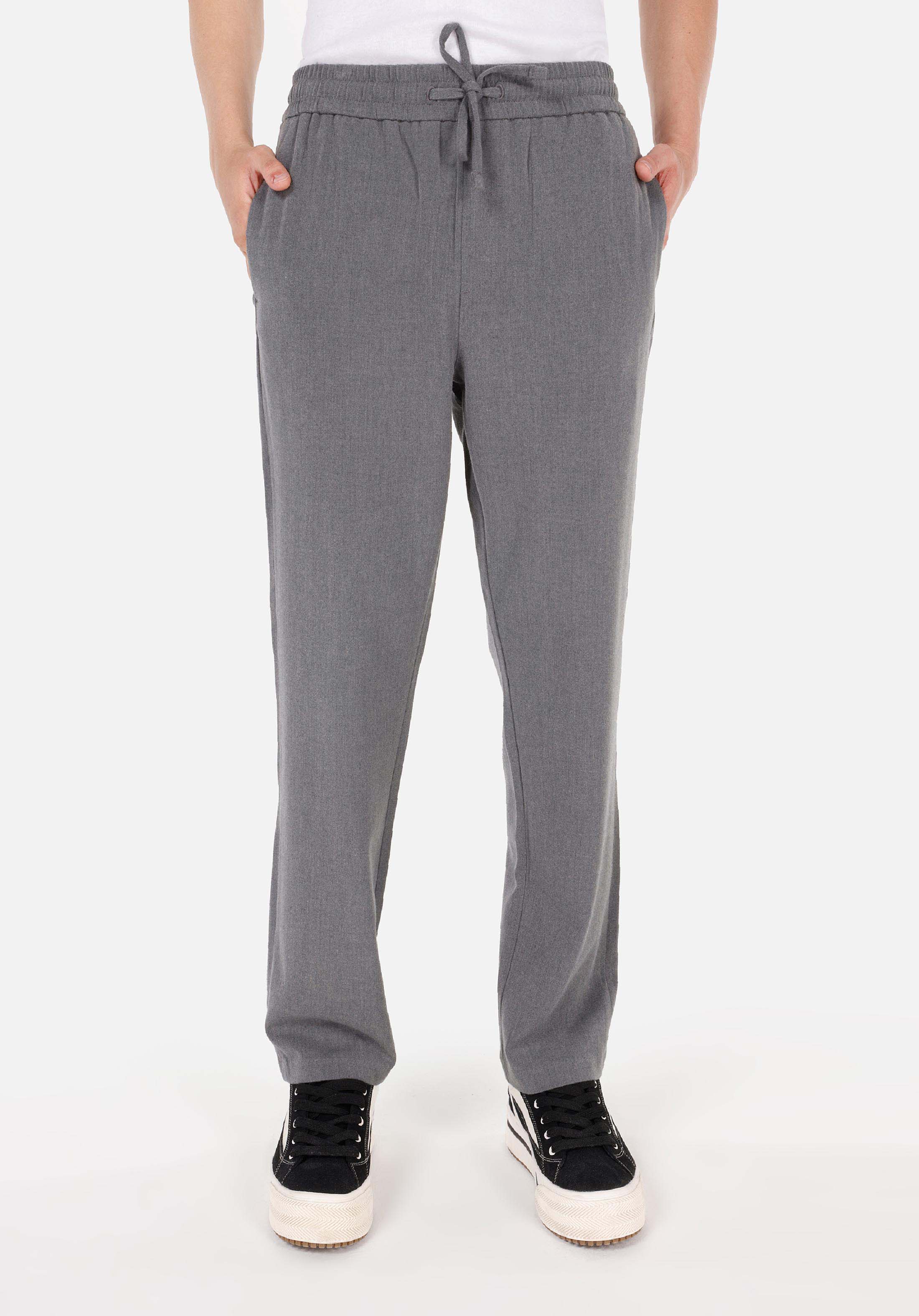 Regular Fit Orta Bel Düz Paça Erkek Gri  Pantolon