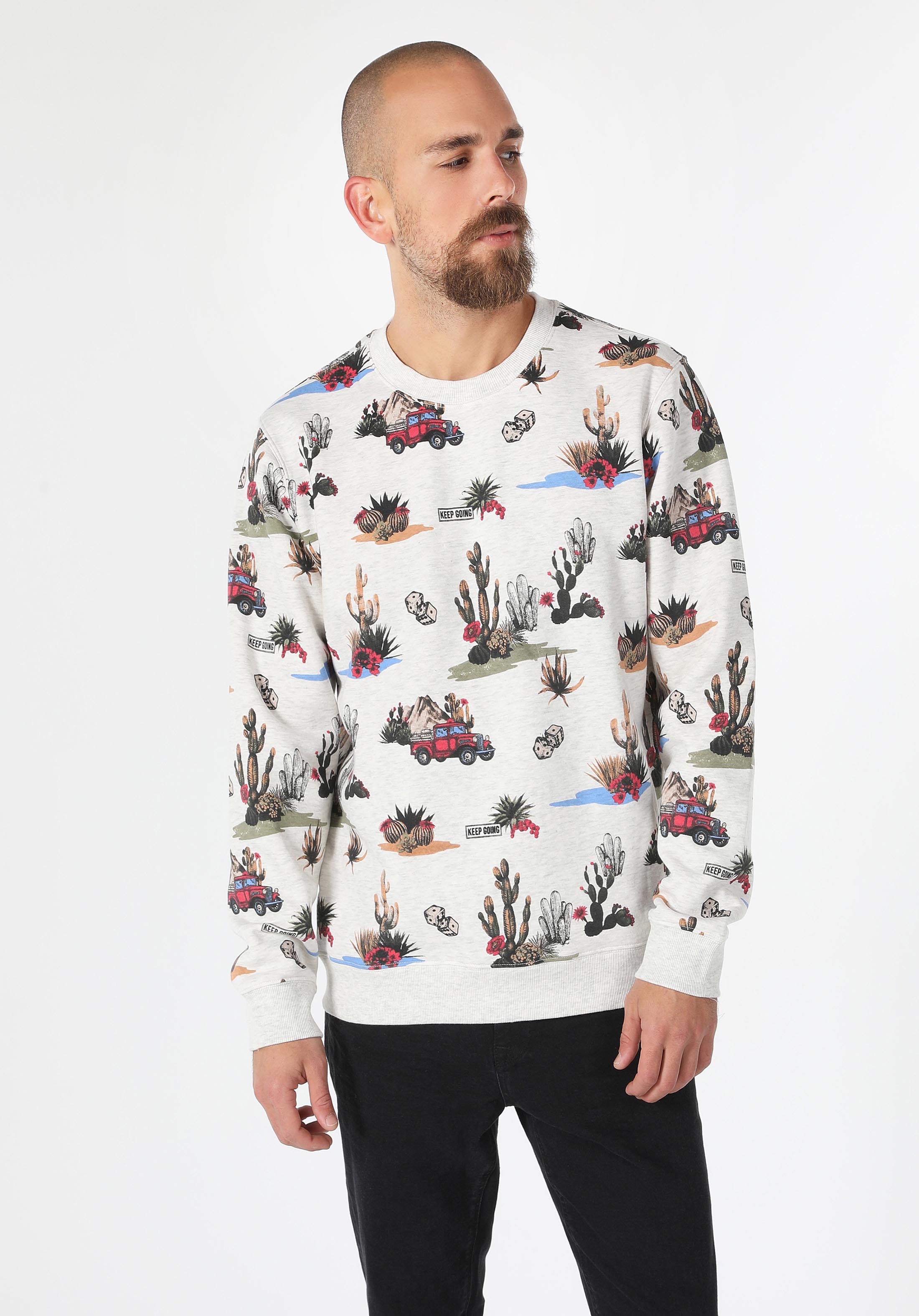 Regular Fit   Erkek Beyaz Sweatshirt