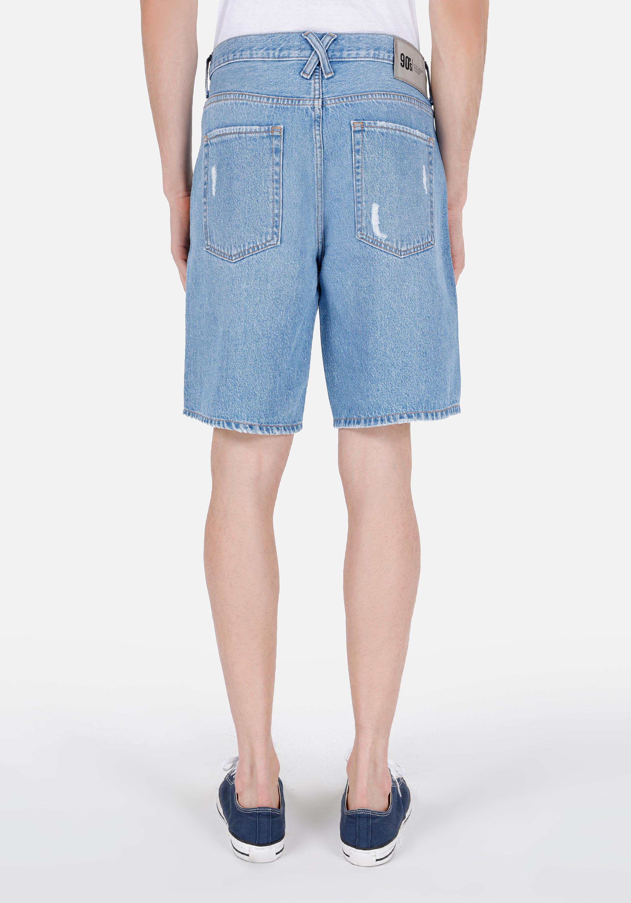Loose Straight Fit Orta Bel  Erkek Siyah Jean Şort