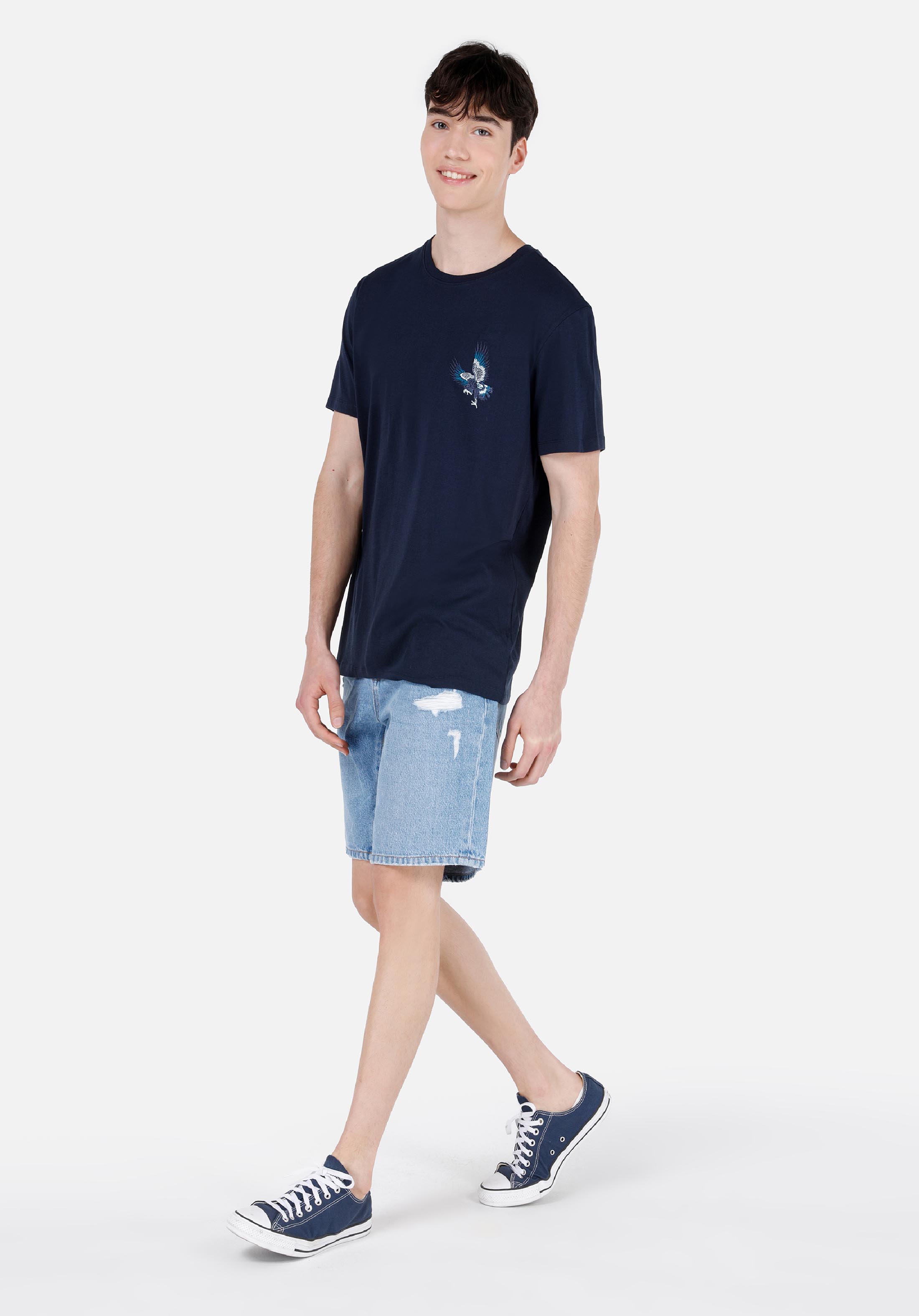 Loose Straight Fit Orta Bel  Erkek Siyah Jean Şort
