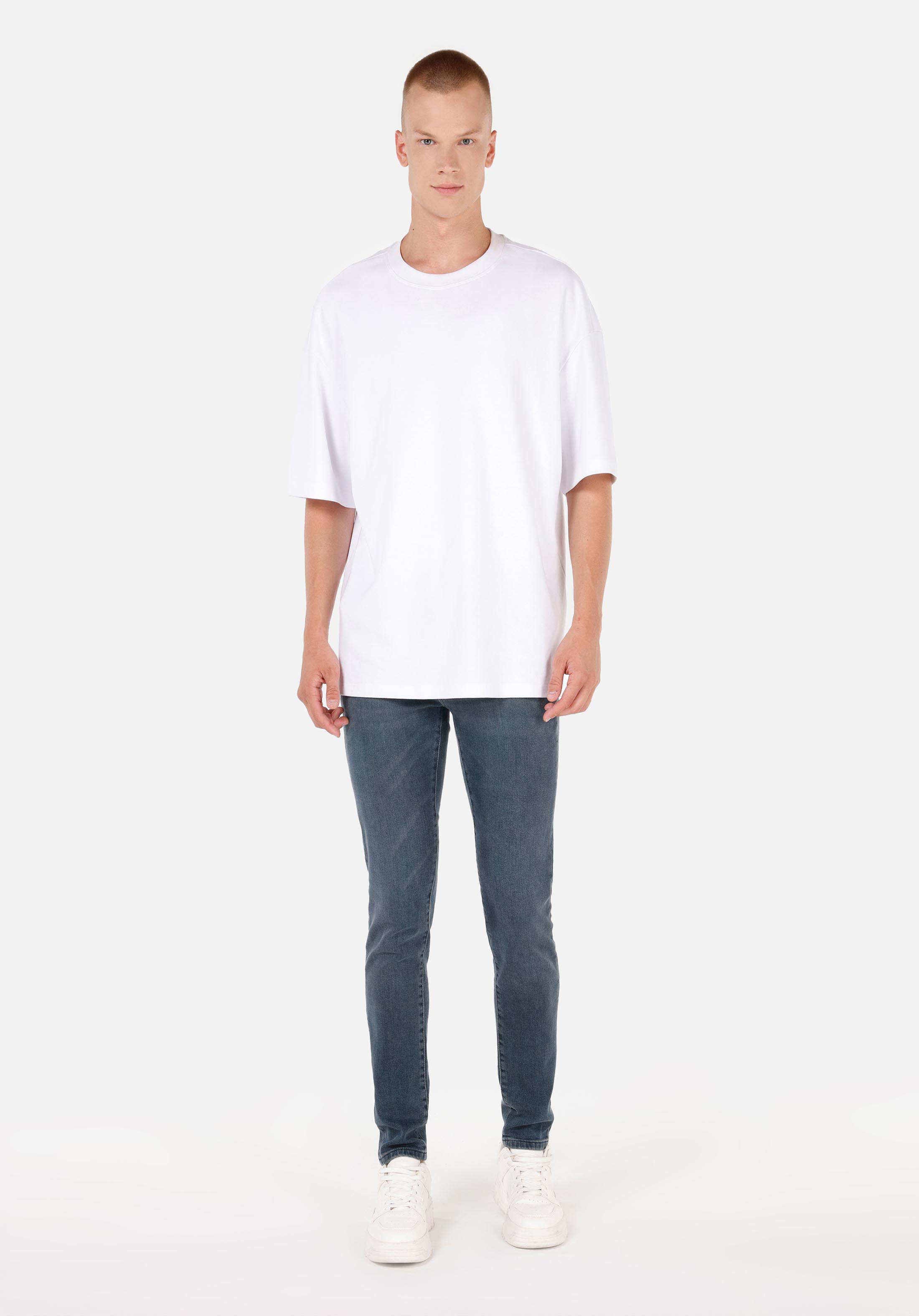 Slim Fit Düşük Bel Dar Paça Erkek Koyu İndigo Jean Pantolon