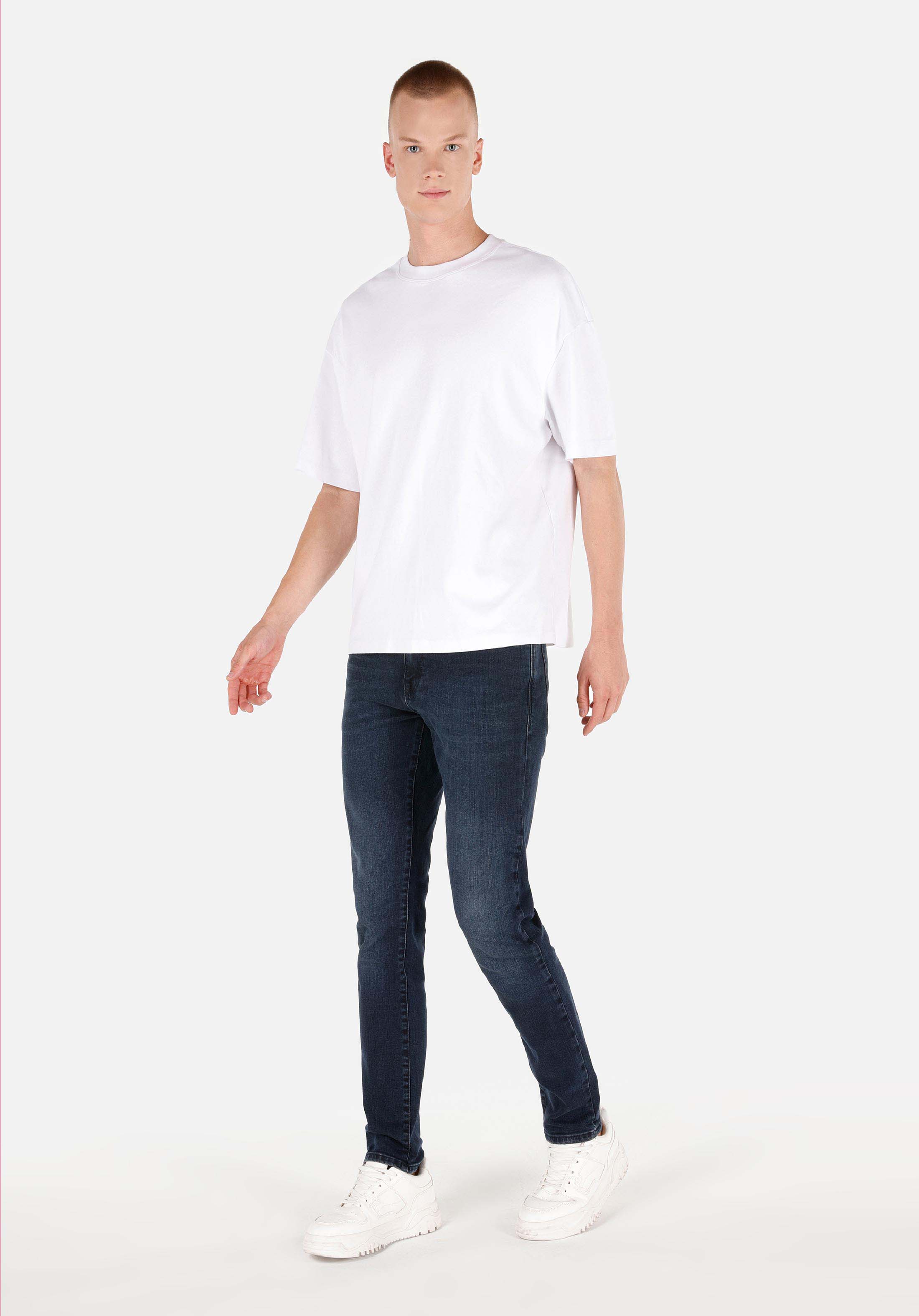 Slim Fit Düşük Bel Dar Paça Erkek Koyu İndigo Jean Pantolon