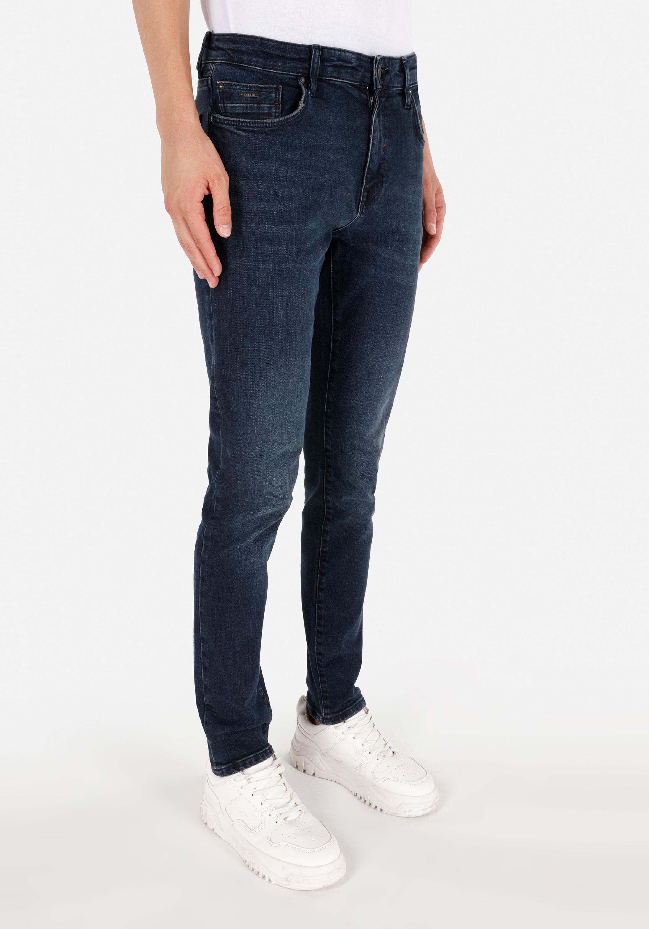 Slim Fit Düşük Bel Dar Paça Erkek Koyu İndigo Jean Pantolon