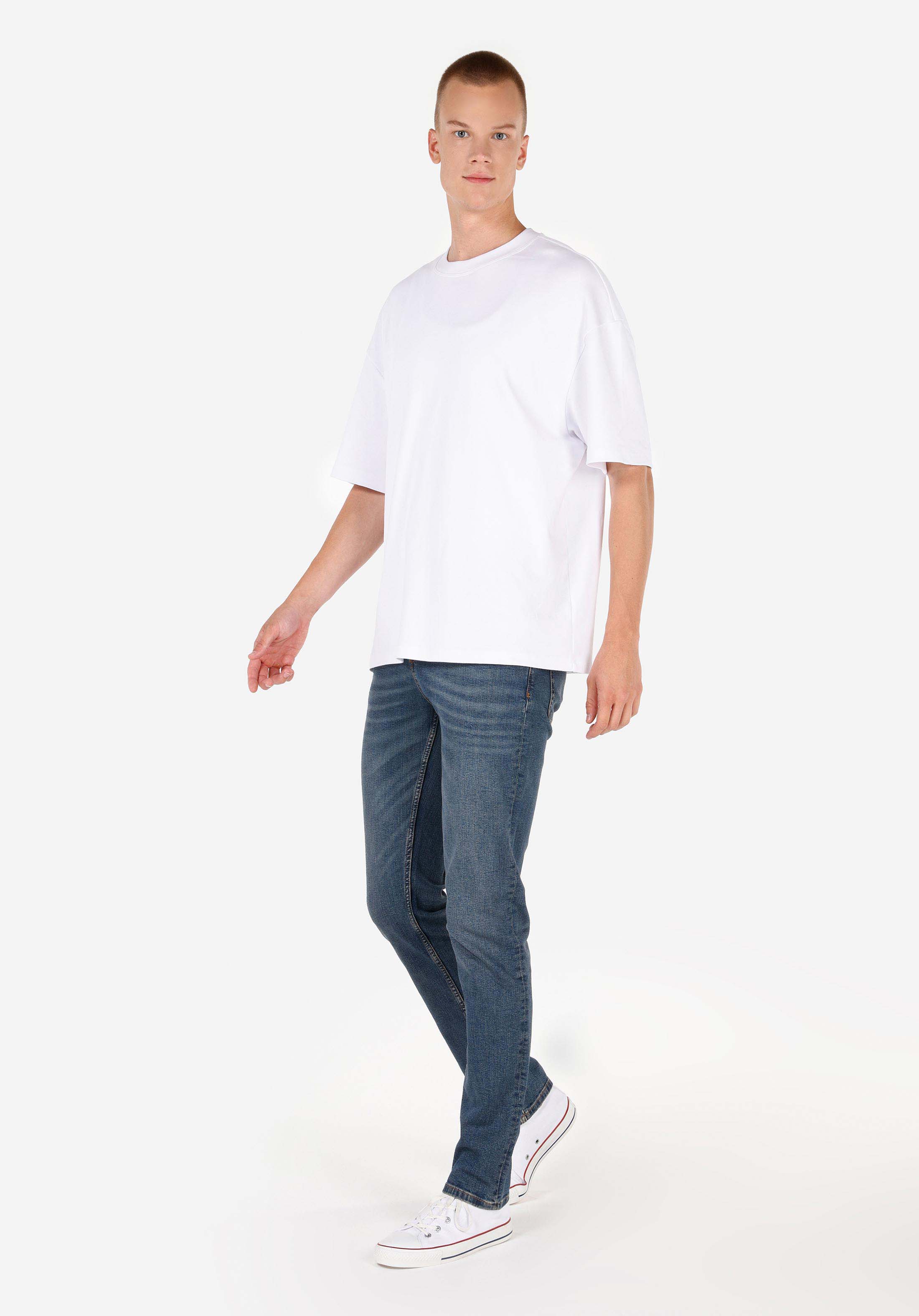 Straight Fit Düşük Bel Düz Paça Erkek İndigo Jean Pantolon