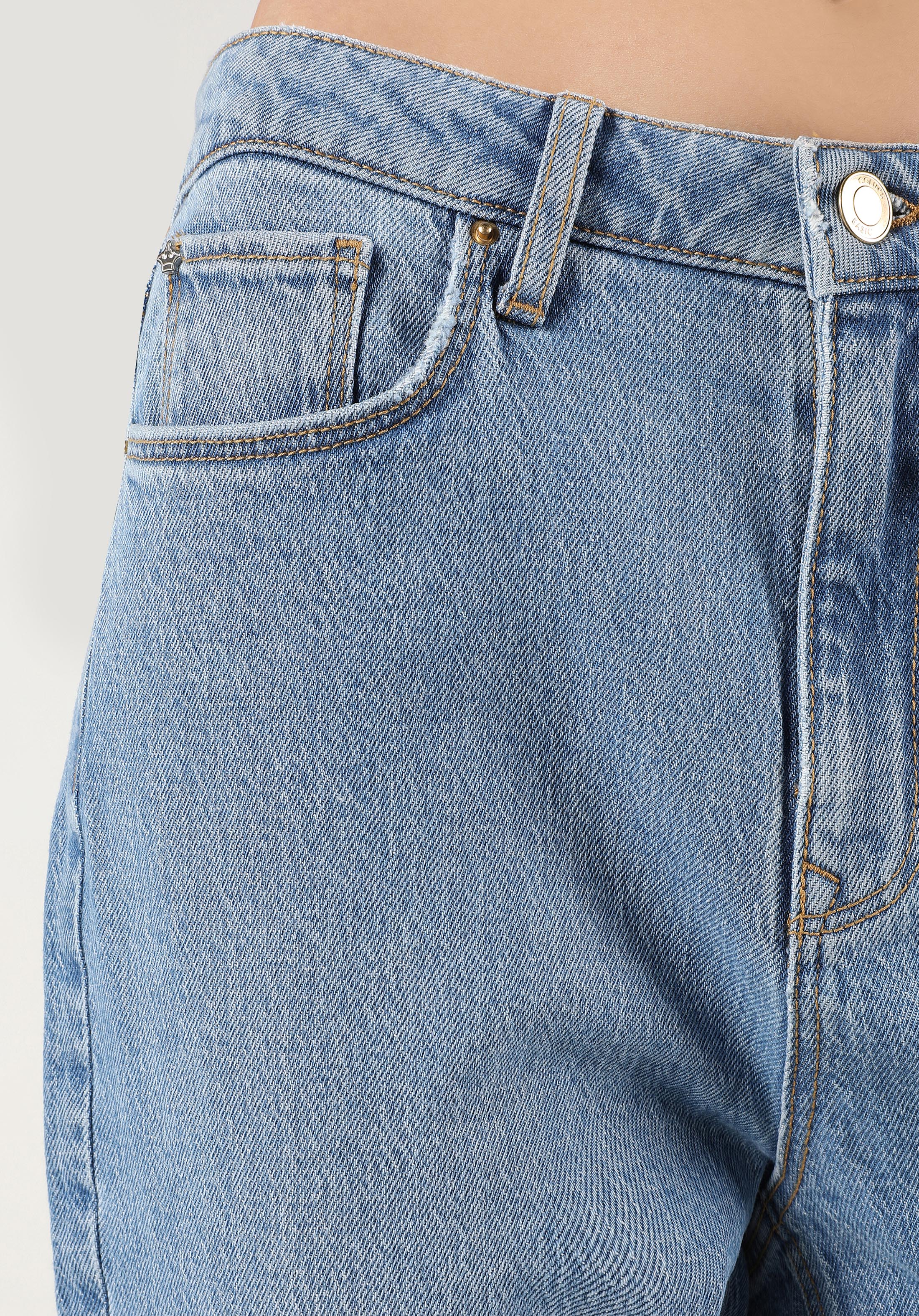 Mom Fit Yüksel Bel Daralan Paça Kadın İndigo Jean Pantolon