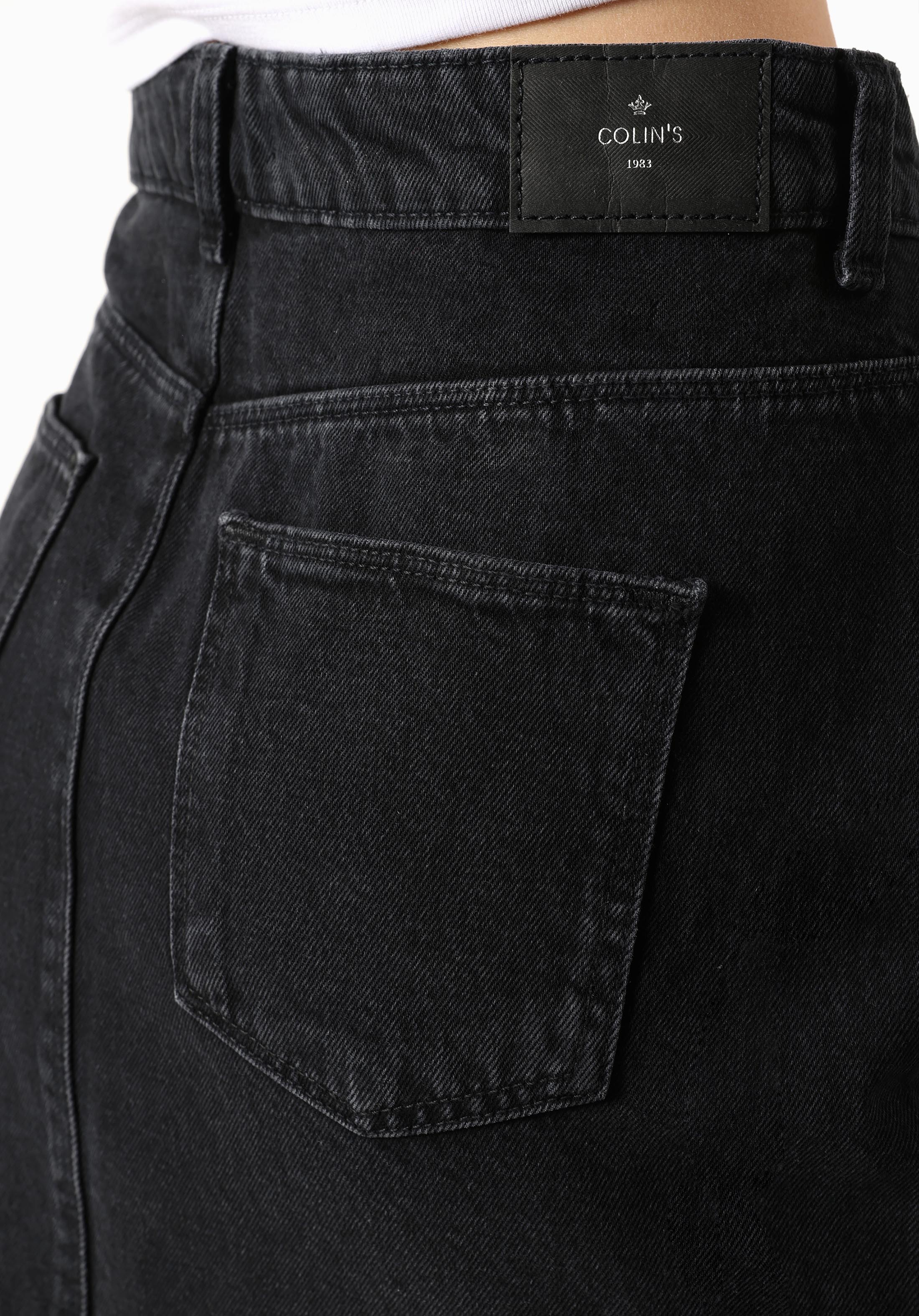 Slim Fit Düz Düğmeli Kadın Denim Etek