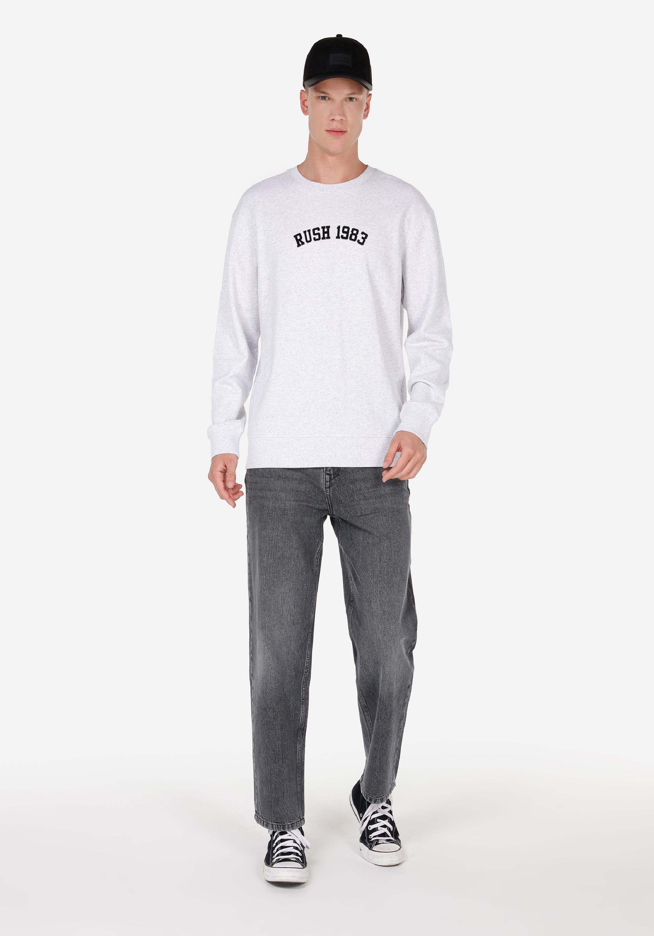Comfort Fit   Erkek Gri Sweatshirt