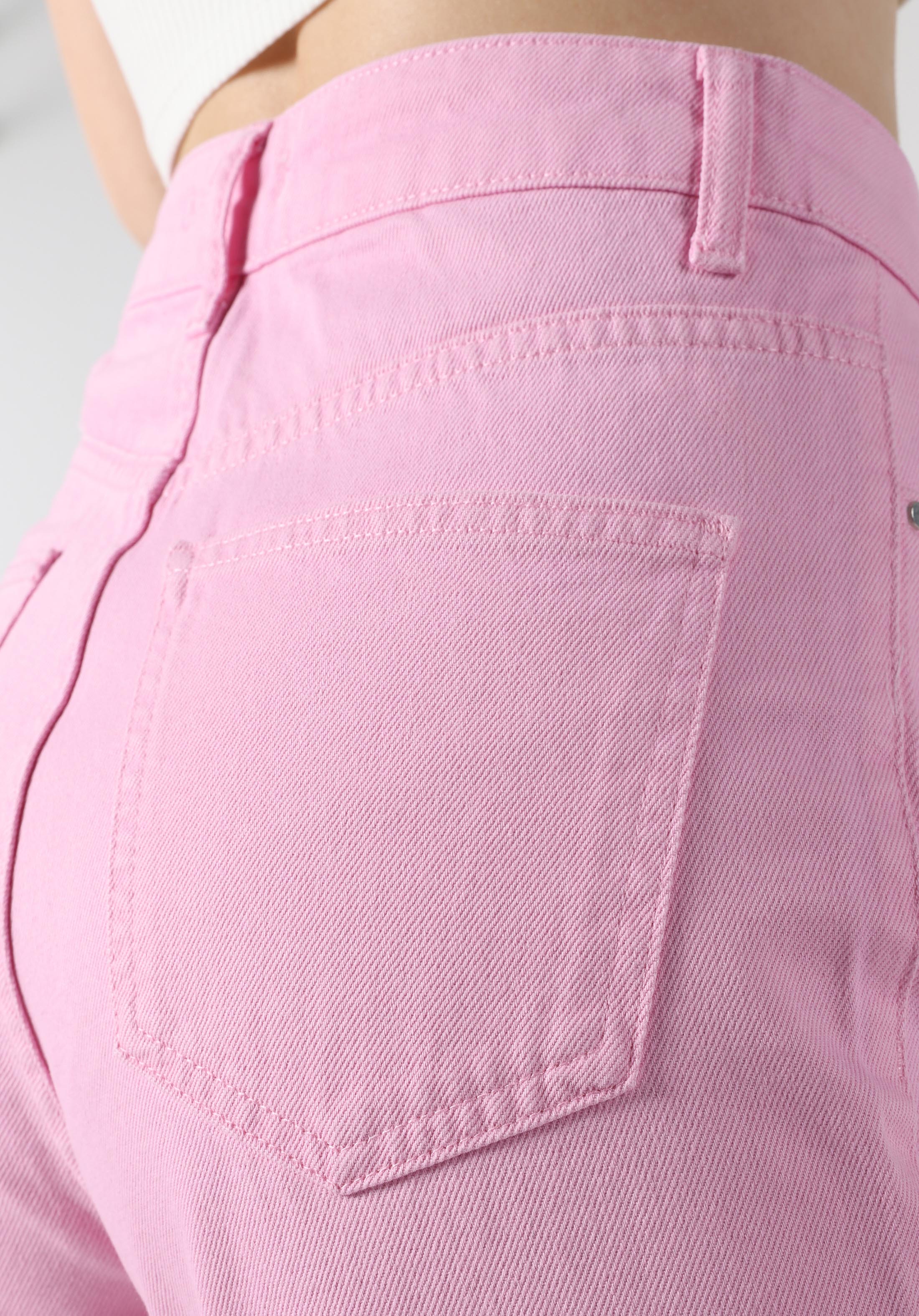 Regular Fit Yüksel Bel Düz Paça Kadın Pembe  Pantolon