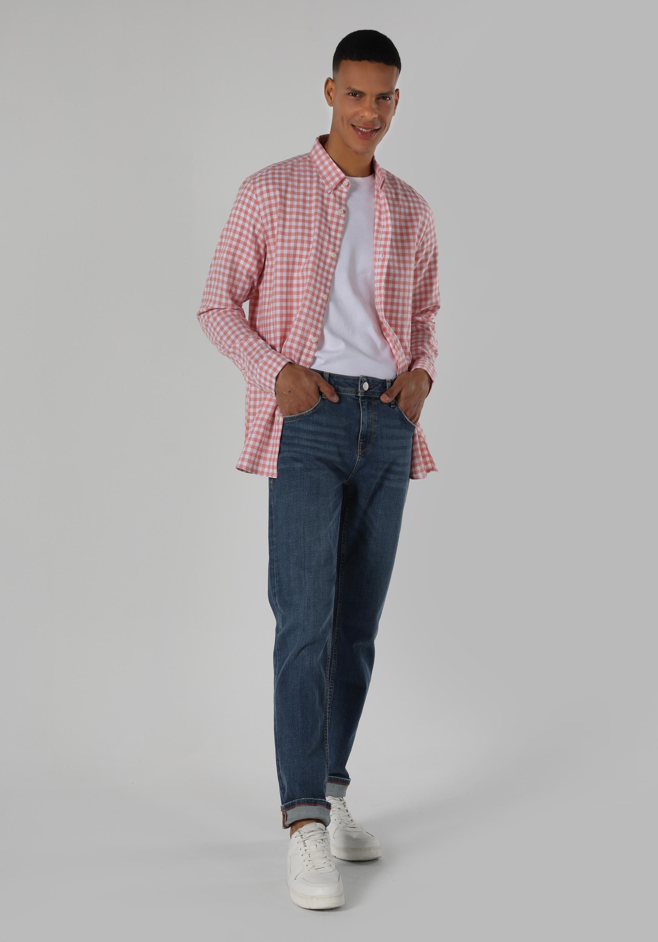 Straight Fit Düşük Bel Düz Paça Erkek İndigo Jean Pantolon