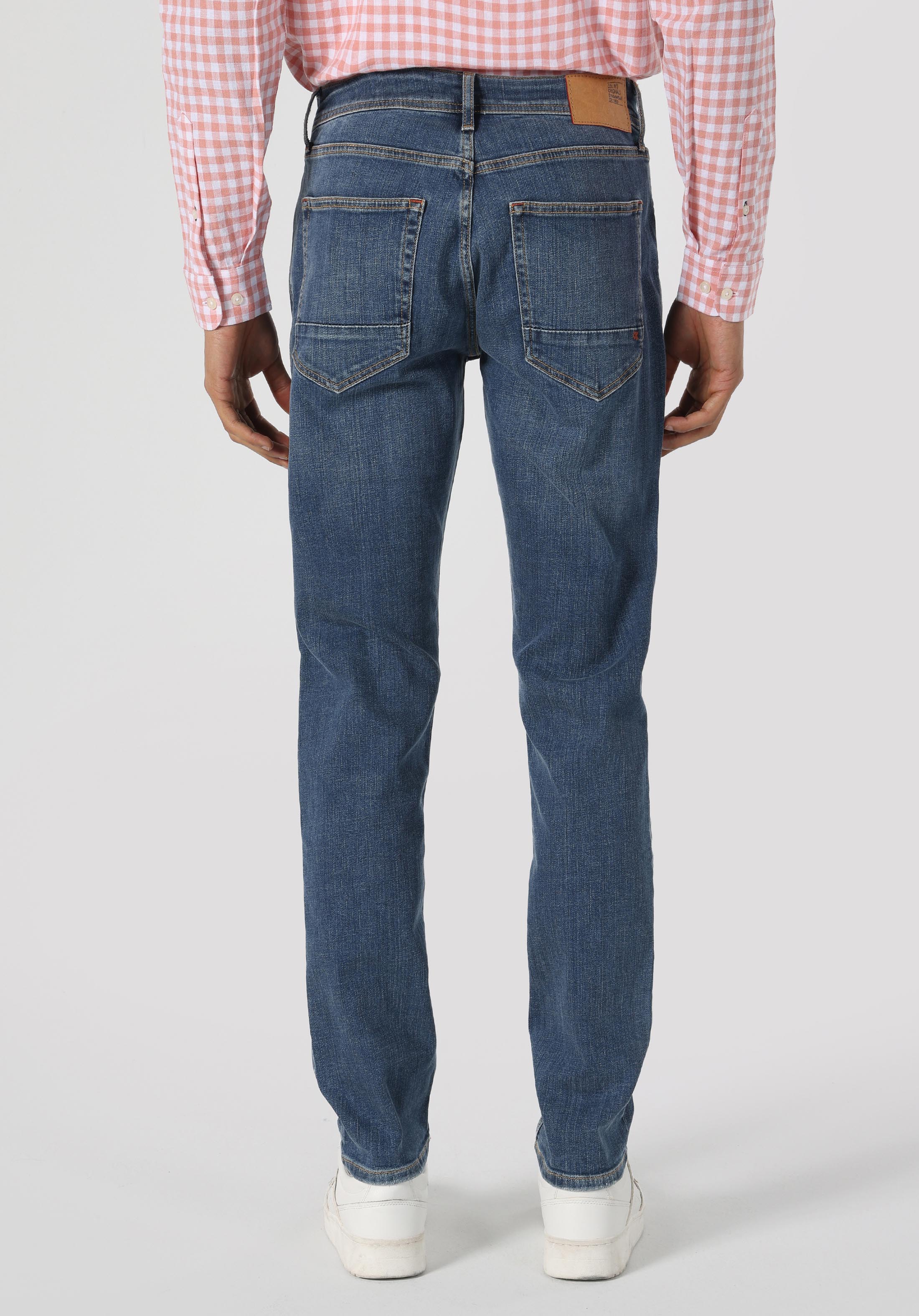 Straight Fit Düşük Bel Düz Paça Erkek İndigo Jean Pantolon