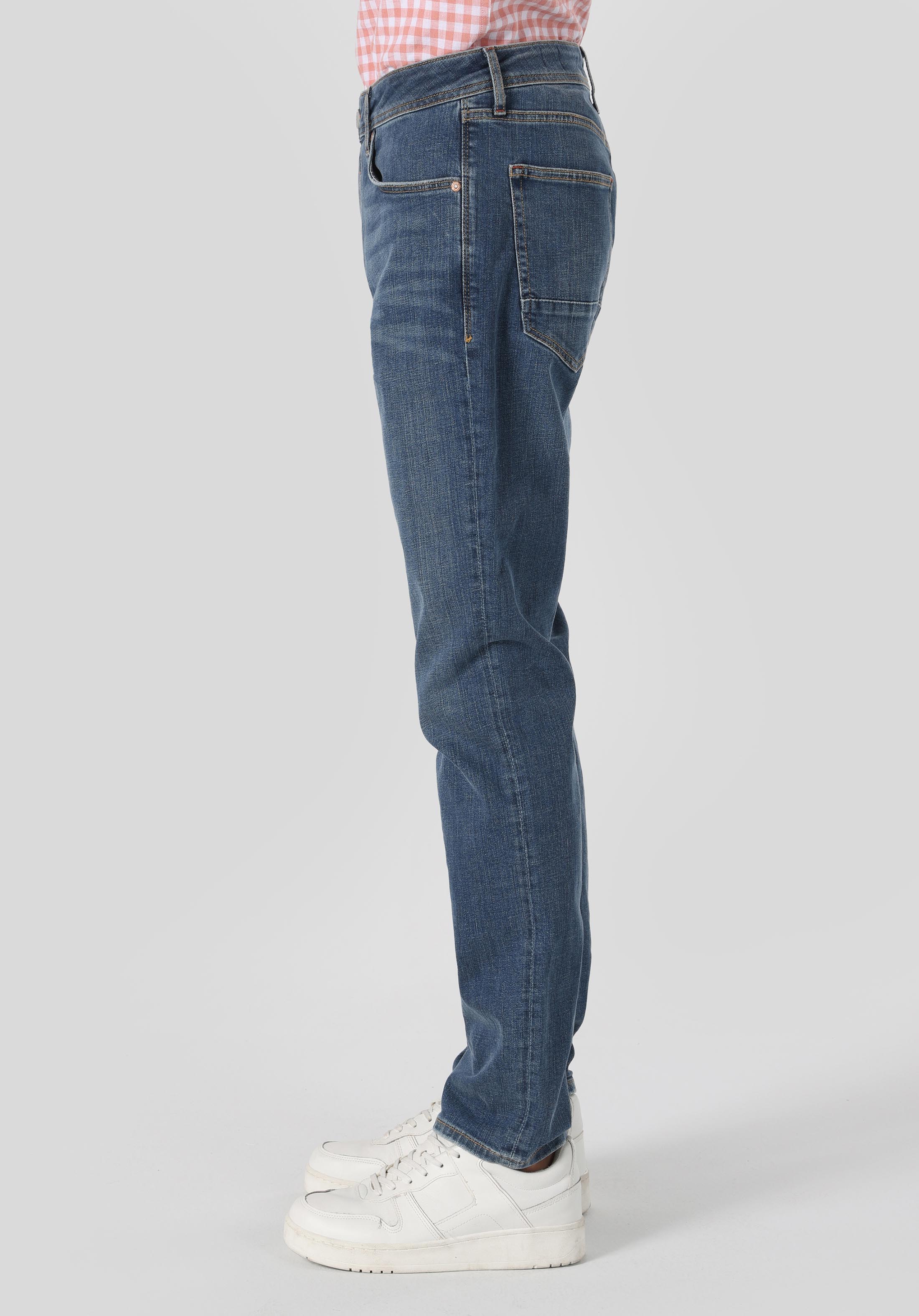 Straight Fit Düşük Bel Düz Paça Erkek İndigo Jean Pantolon