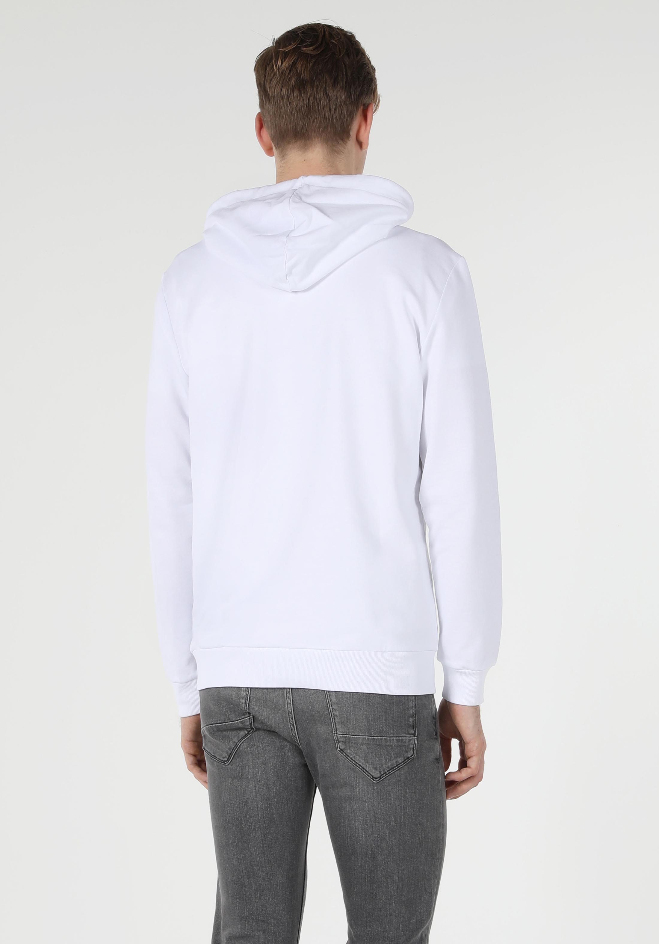 Regular Fit   Erkek Beyaz Sweatshirt