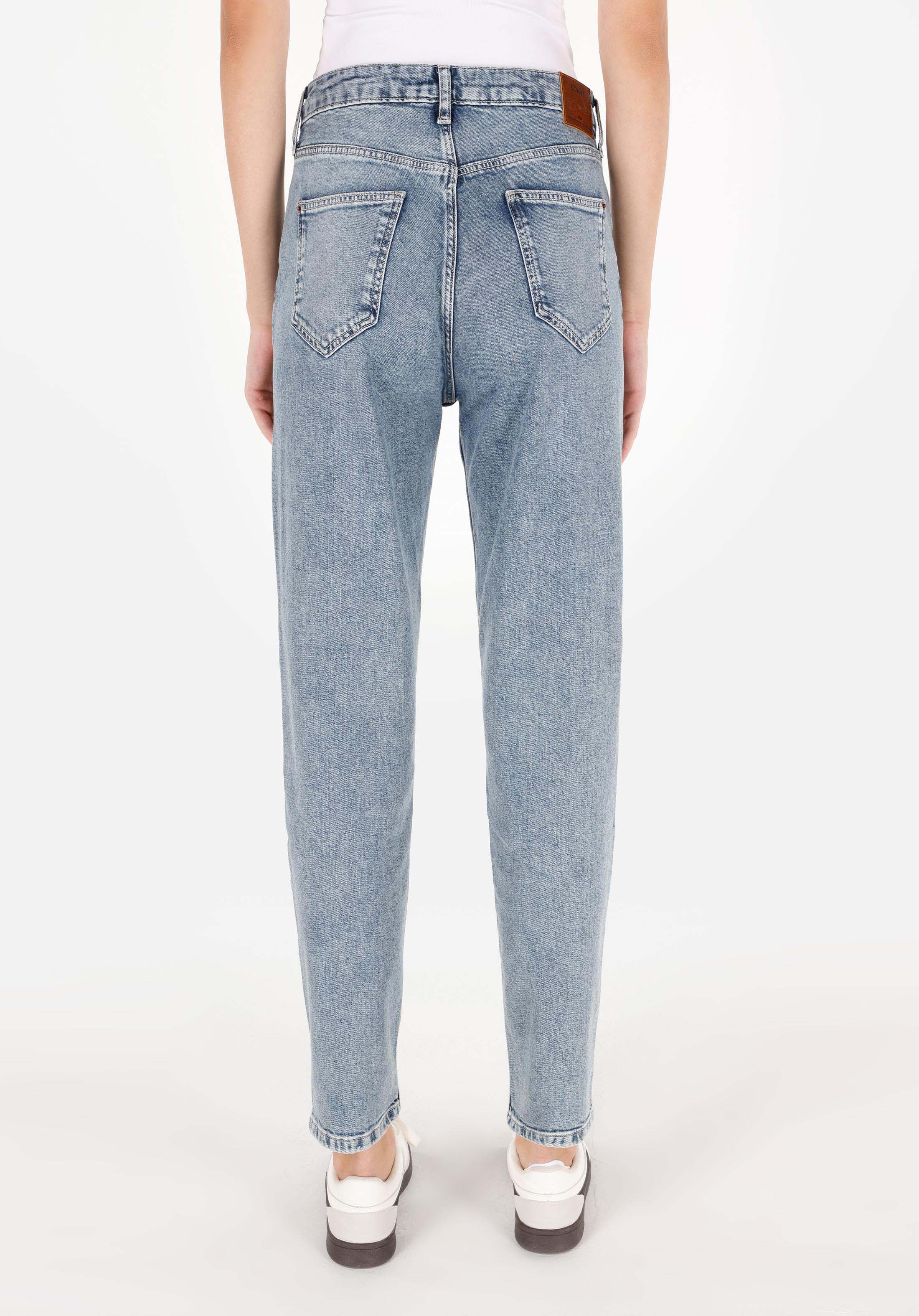 Mom Fit  Daralan Paça Kadın İndigo Jean Pantolon