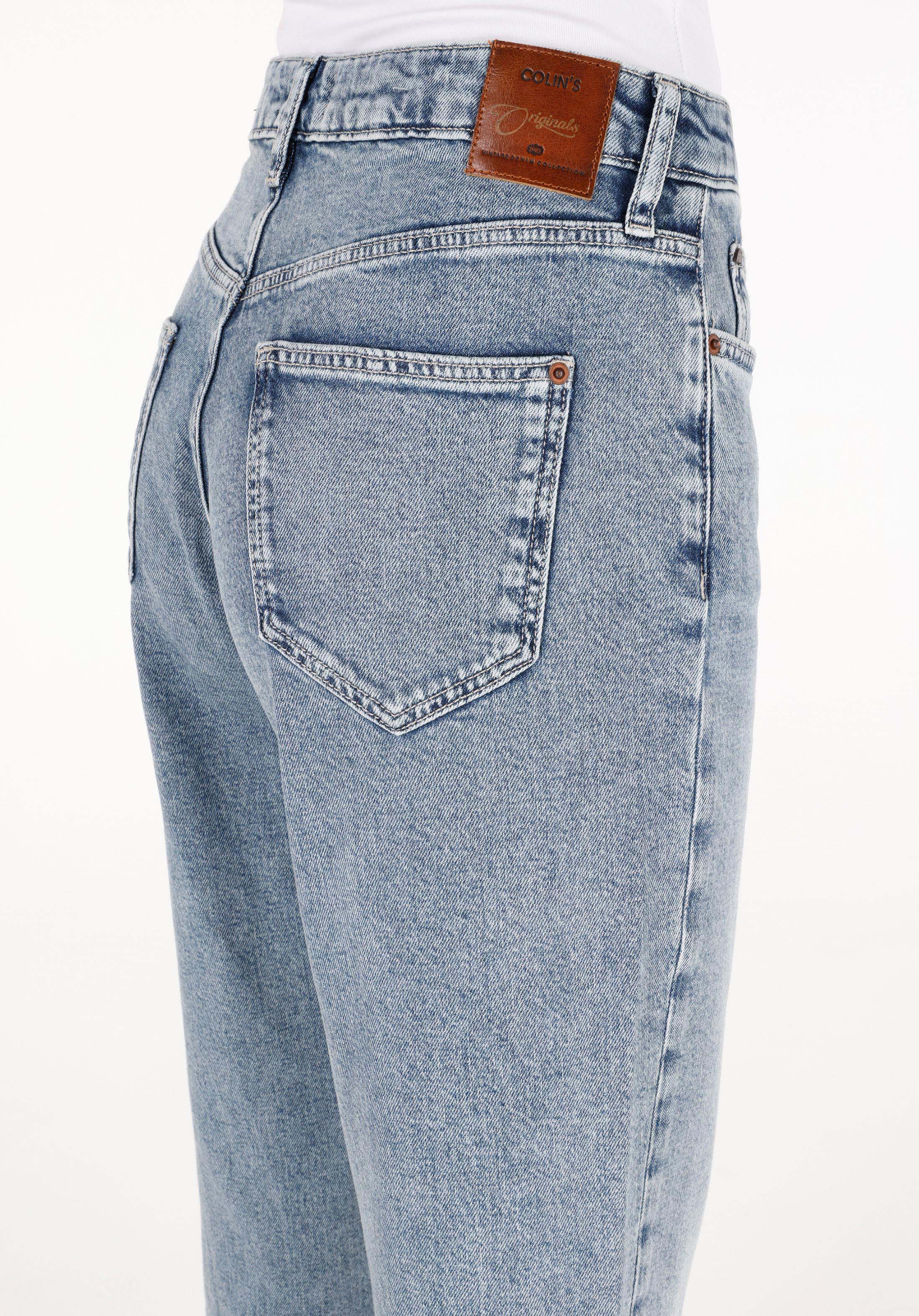 Mom Fit  Daralan Paça Kadın İndigo Jean Pantolon