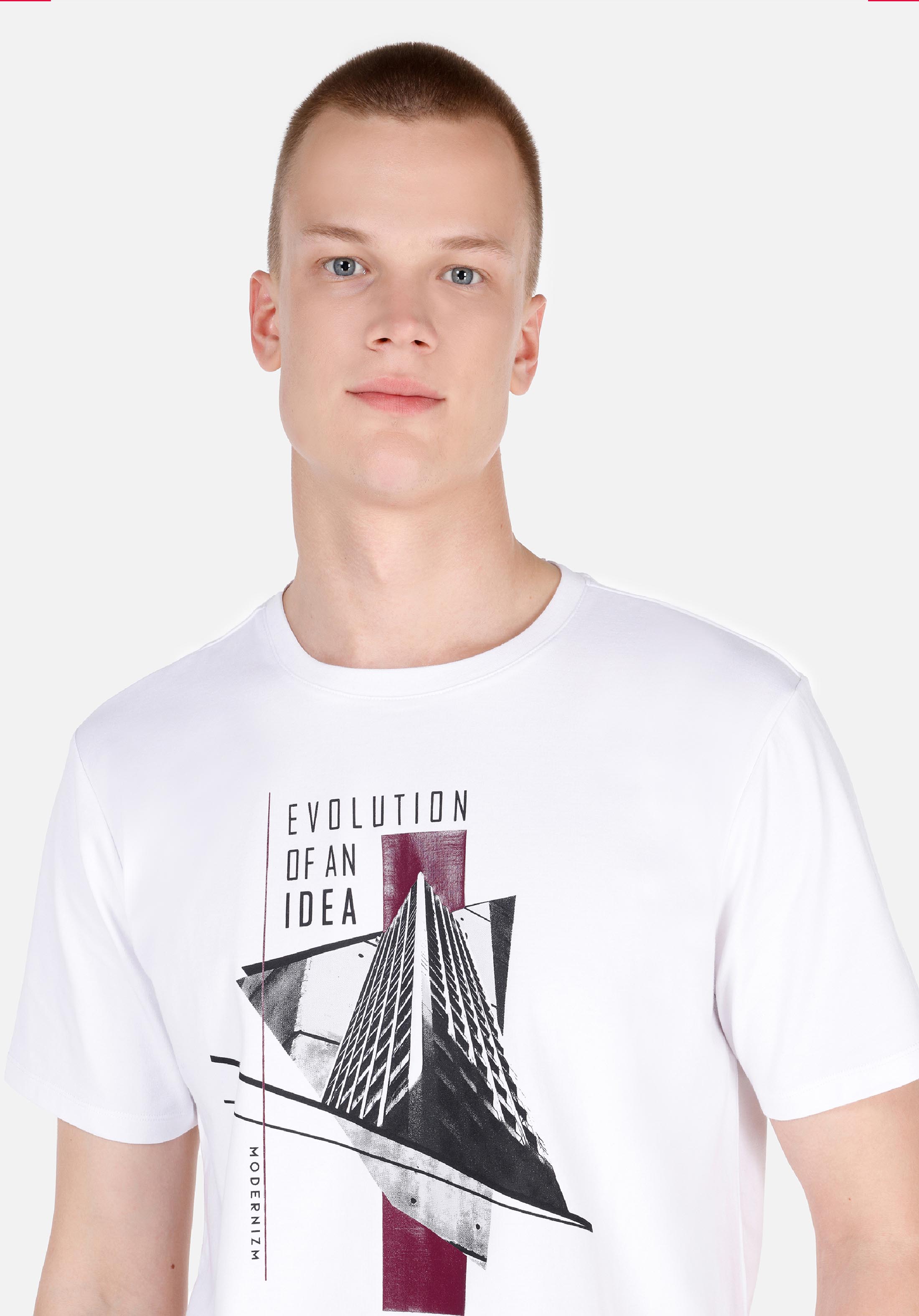 Regular Fit Yuvarlak Yaka  Erkek Beyaz Kısa Kol Tişört