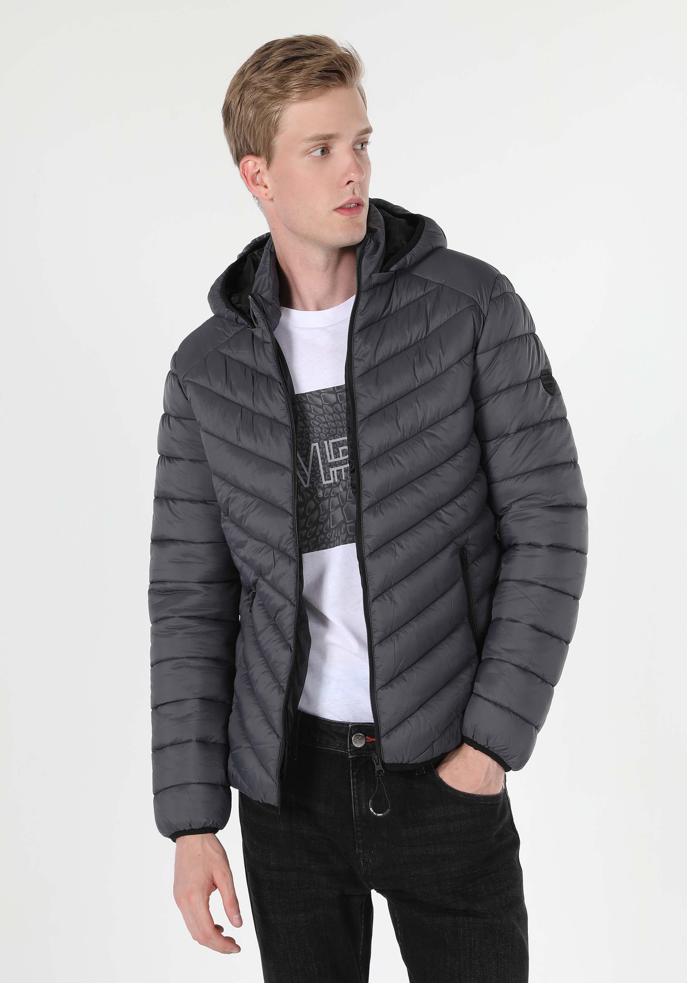 Slim Fit     Erkek Antrasit Mont