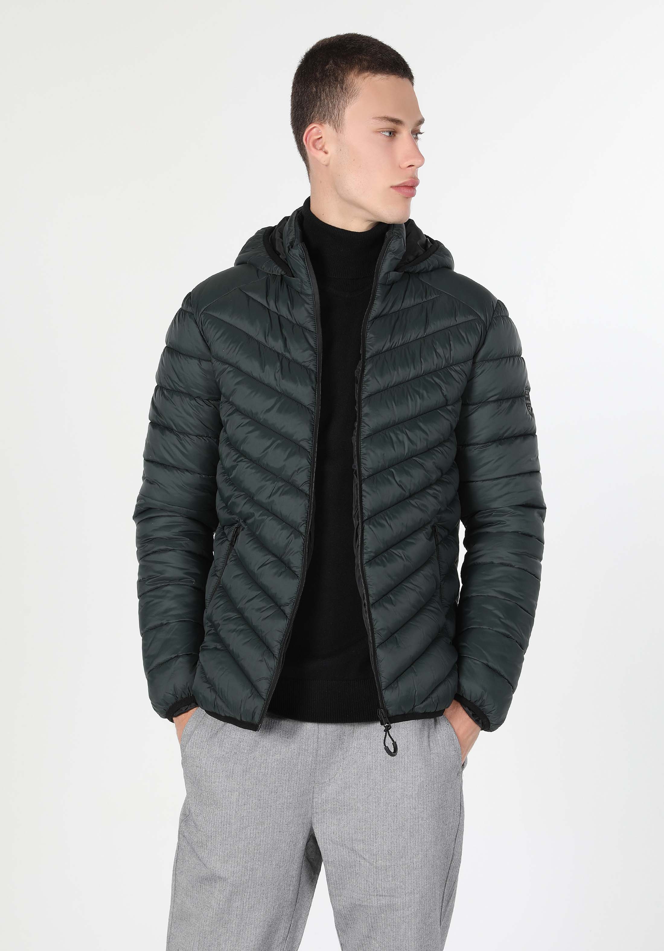 Slim Fit     Erkek Yeşil Mont