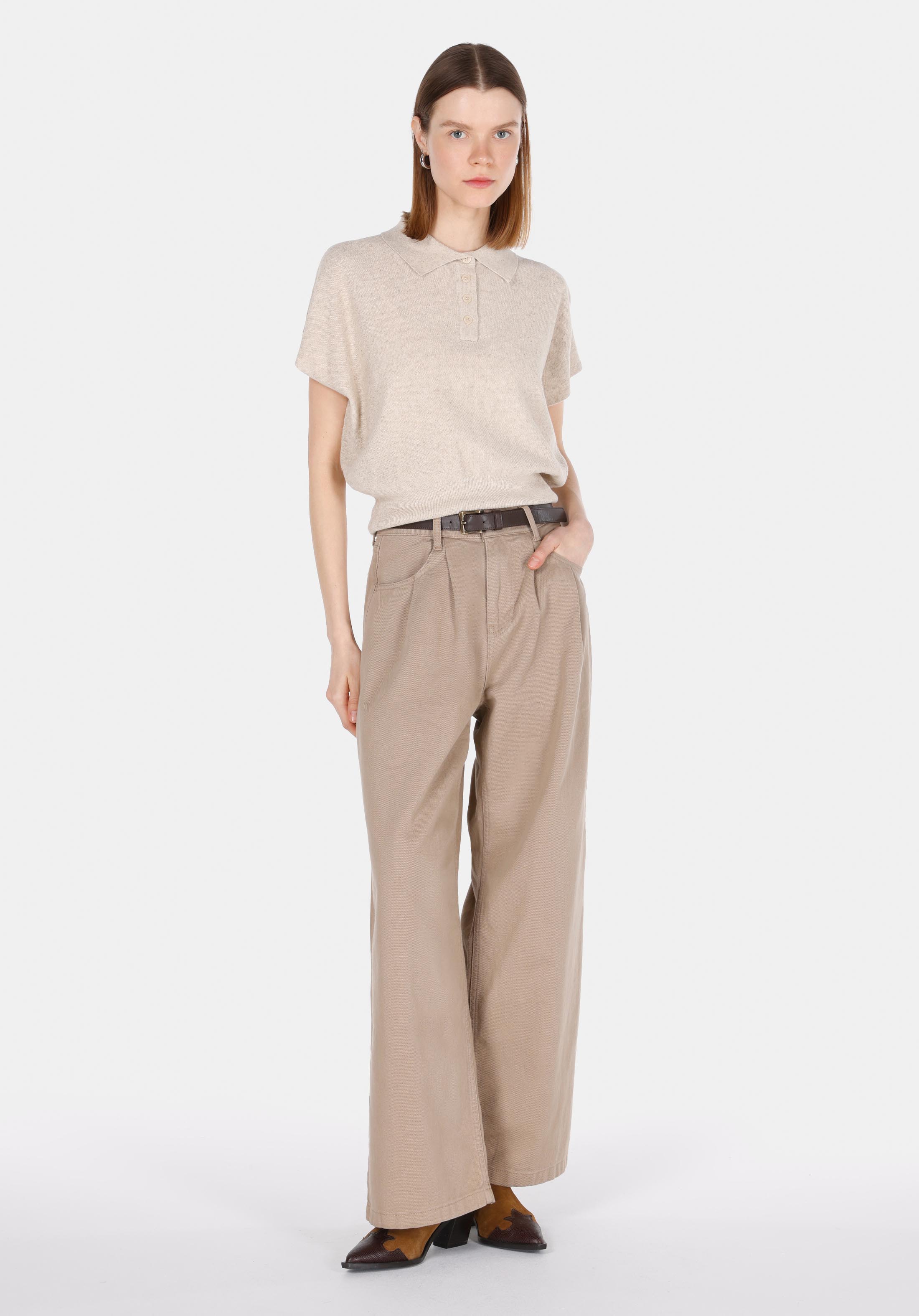 Regular Fit   Kadın Bej  Kazak