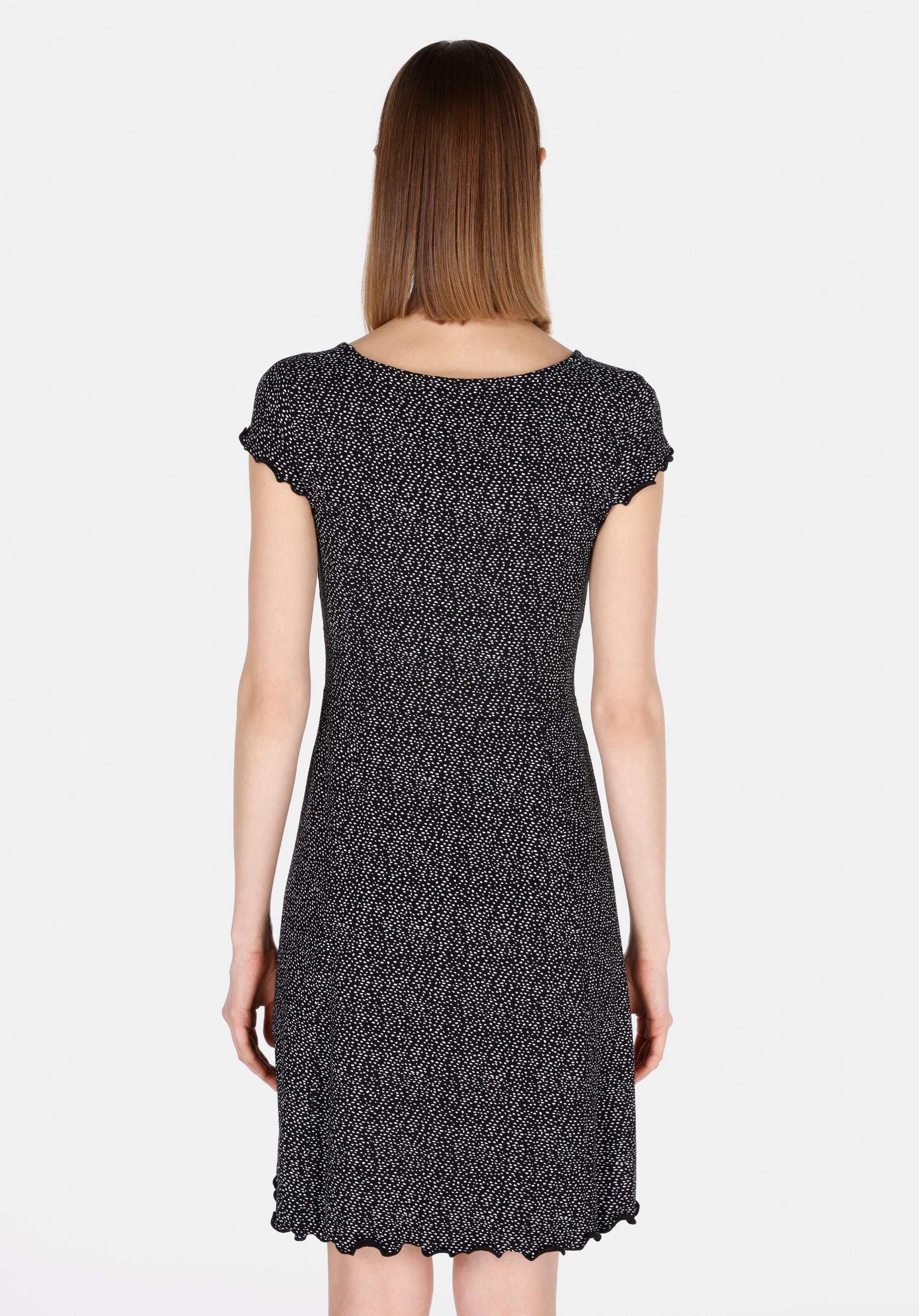 Slim Fit Çiçekli Kadın Siyah Kısa Kol Elbise