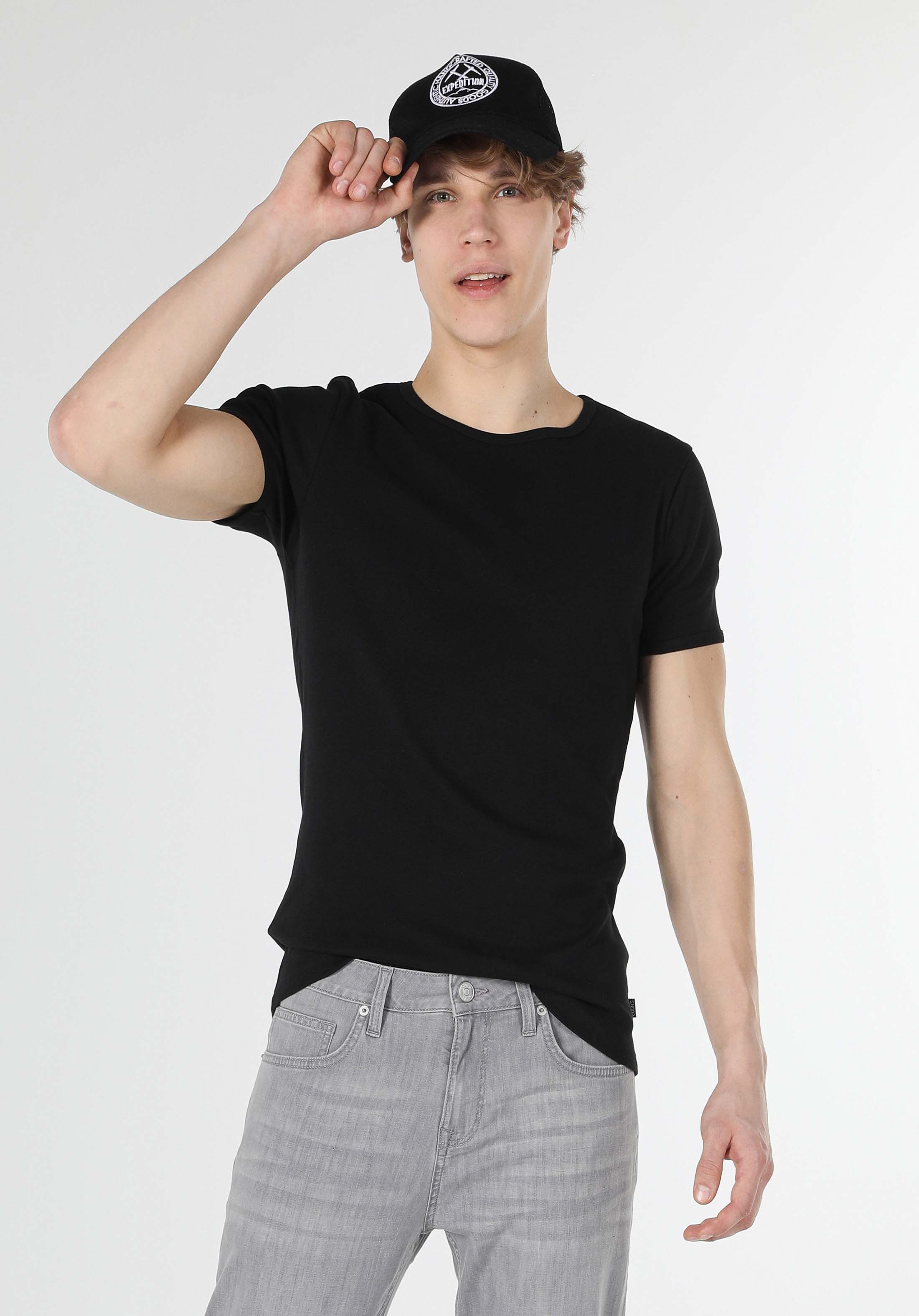 Slim Fit Yuvarlak Yaka Düz Erkek Siyah Kısa Kol Tişört