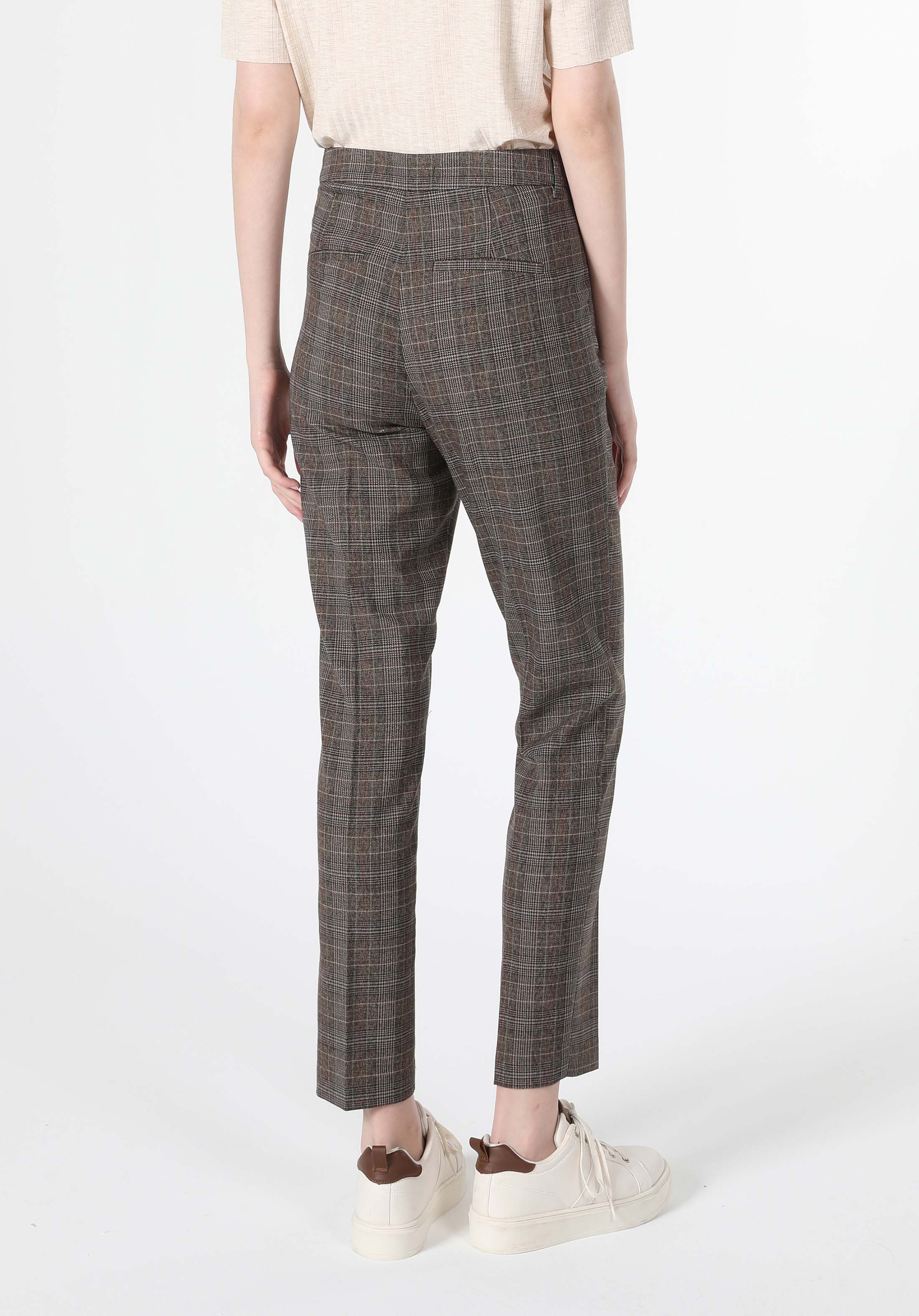 Slim Fit Düşük Bel Düz Paça Kadın Kahverengi  Pantolon