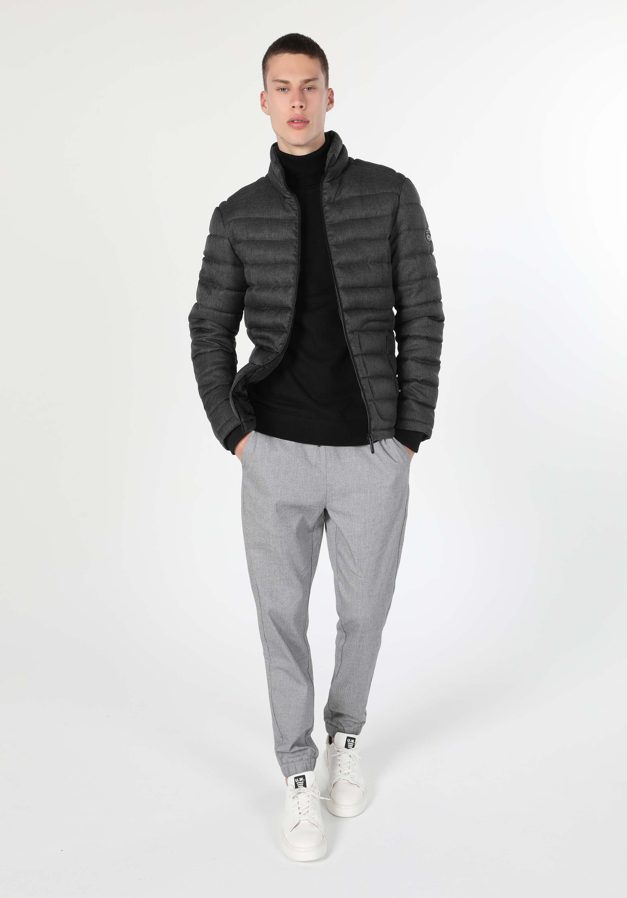 Slim Fit     Erkek Antrasit Mont